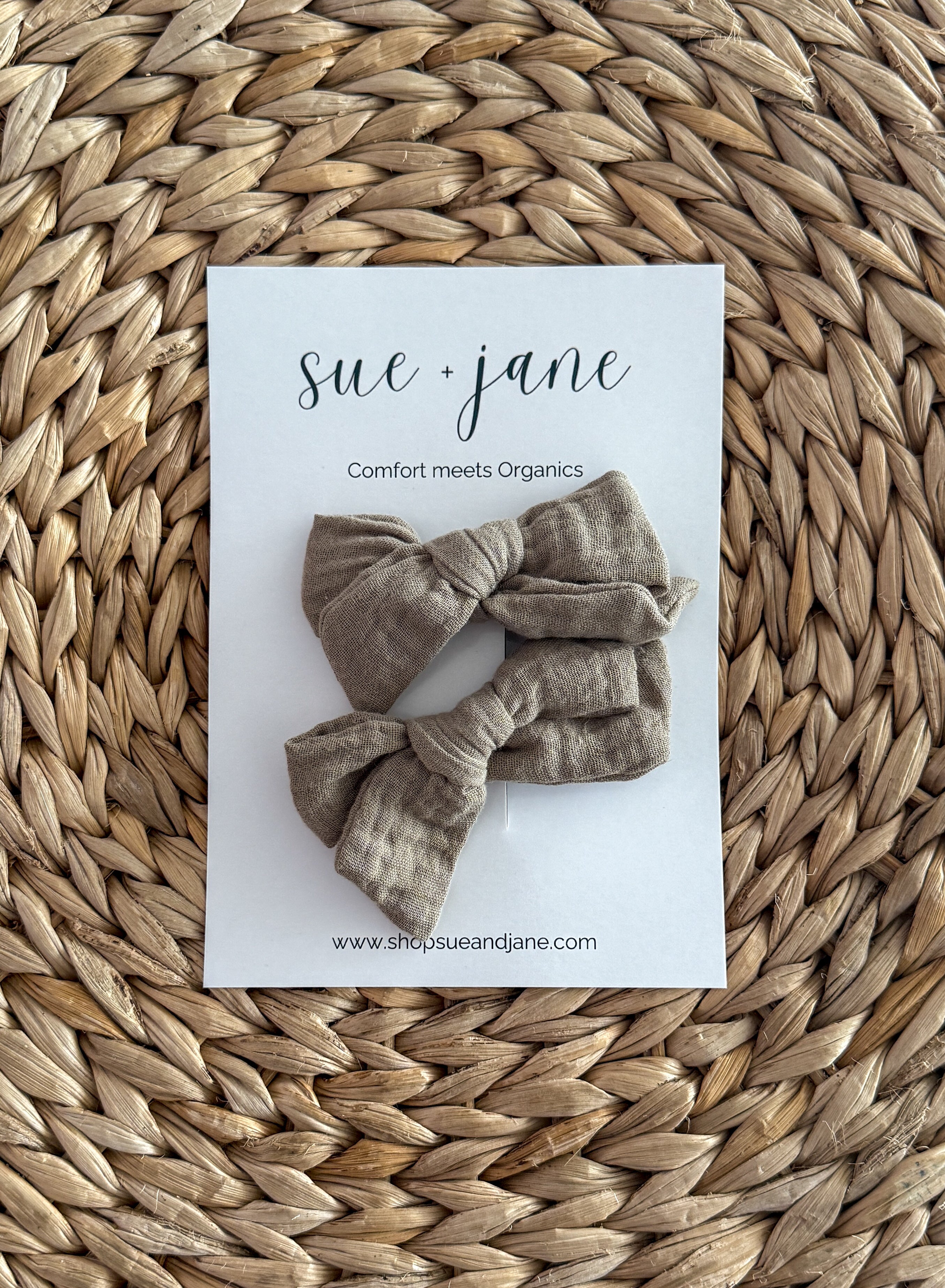 Mocha Organic Cotton Bows