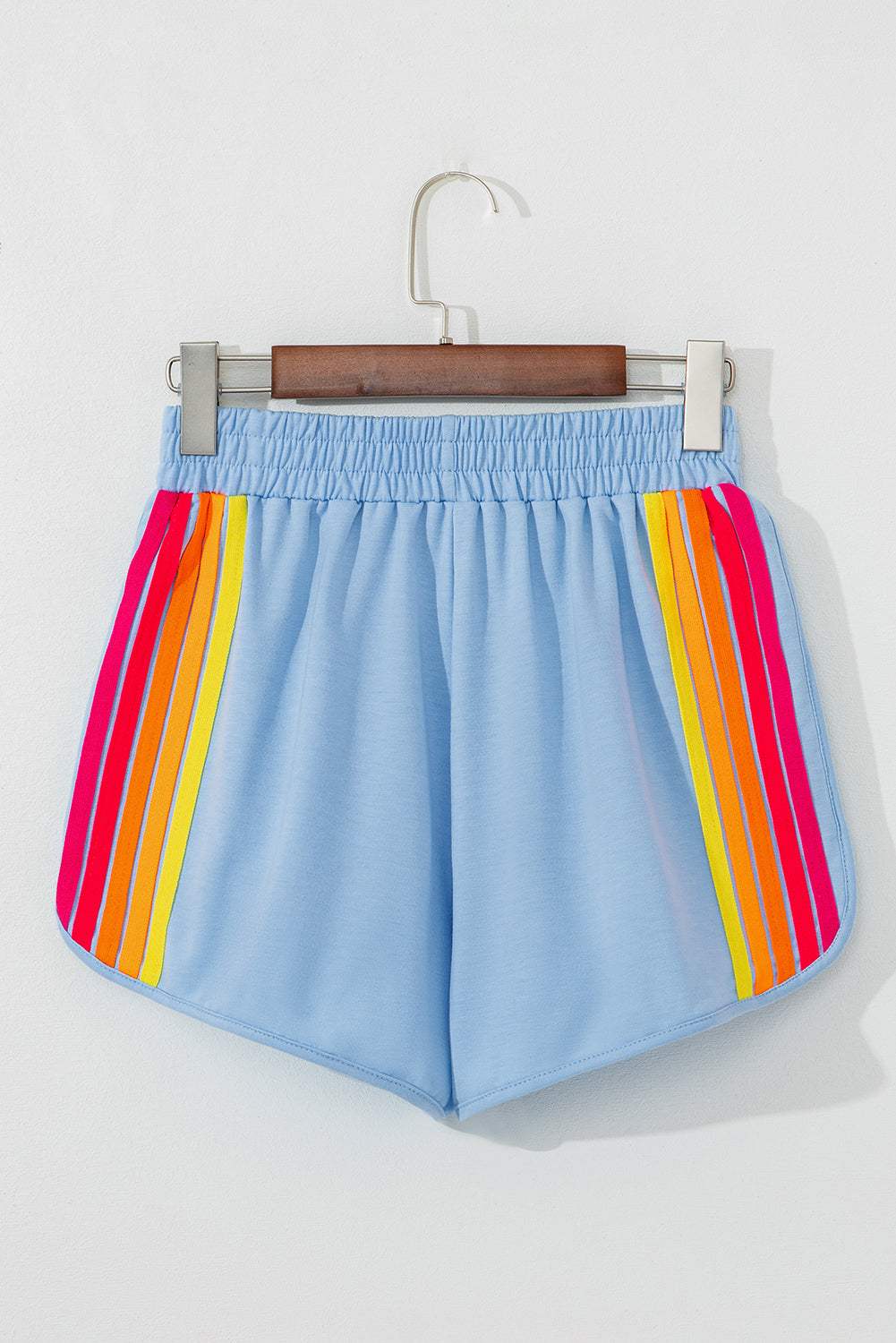 Colorblock Stripe Elastic Waist Shorts