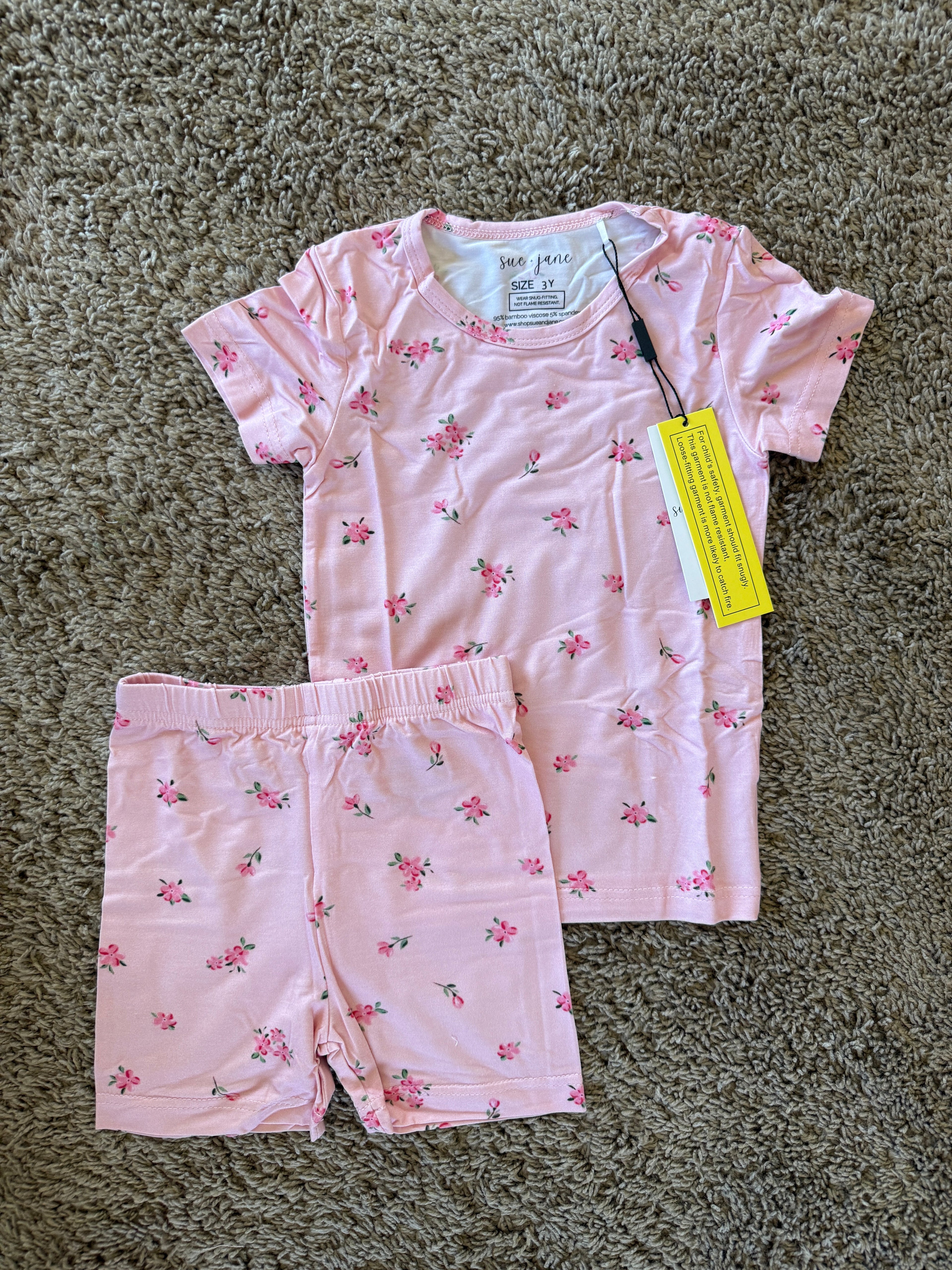 Dainty Floral Bamboo Shorts Set