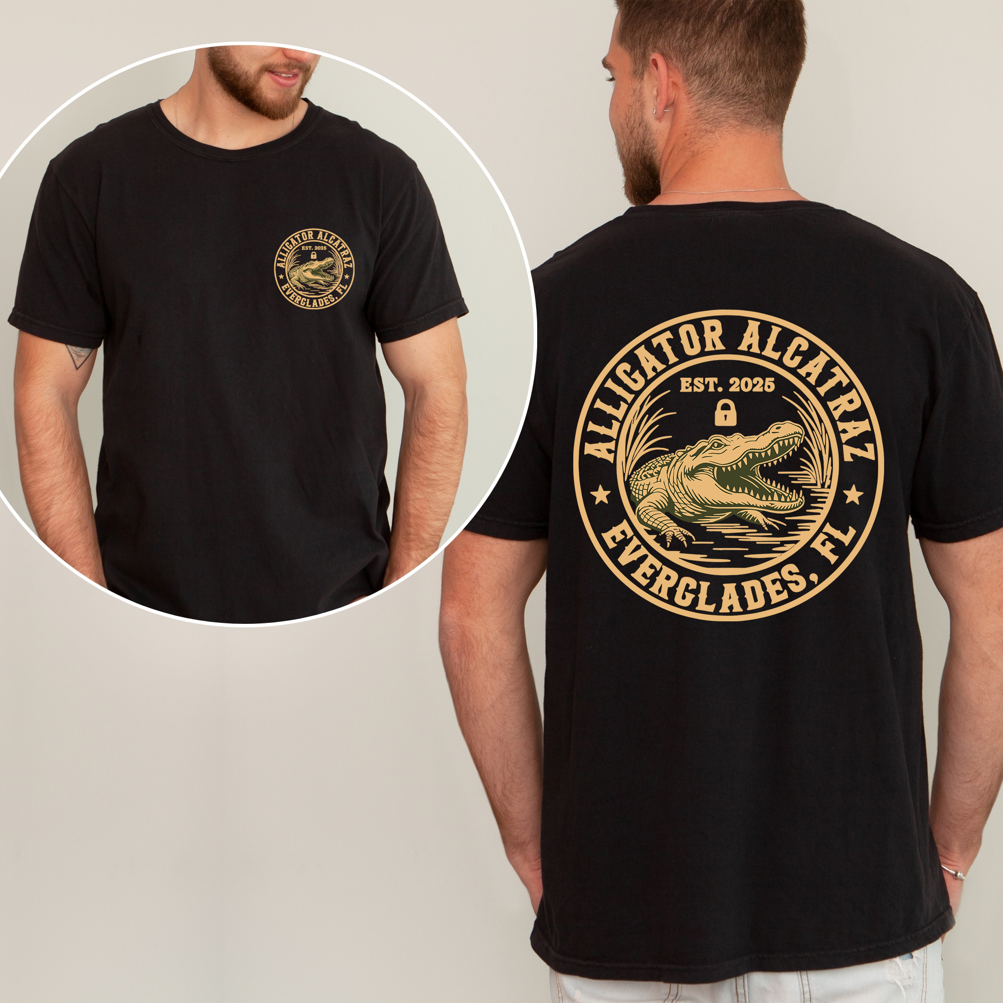 Alligator Alcatraz, ICE, Florida Everglades Funny Retro T Shirt MAGA Shirt, Front and Back Shirt