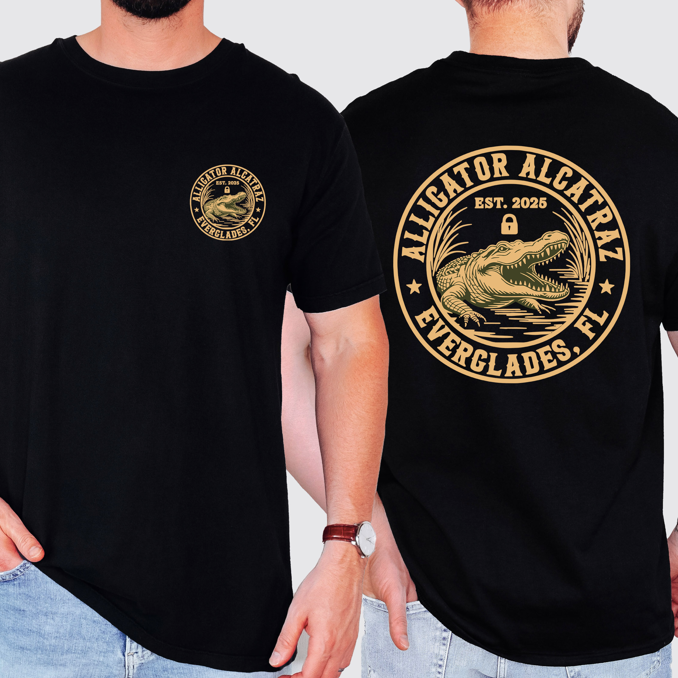 Alligator Alcatraz, ICE, Florida Everglades Funny Retro T Shirt MAGA Shirt, Front and Back Shirt