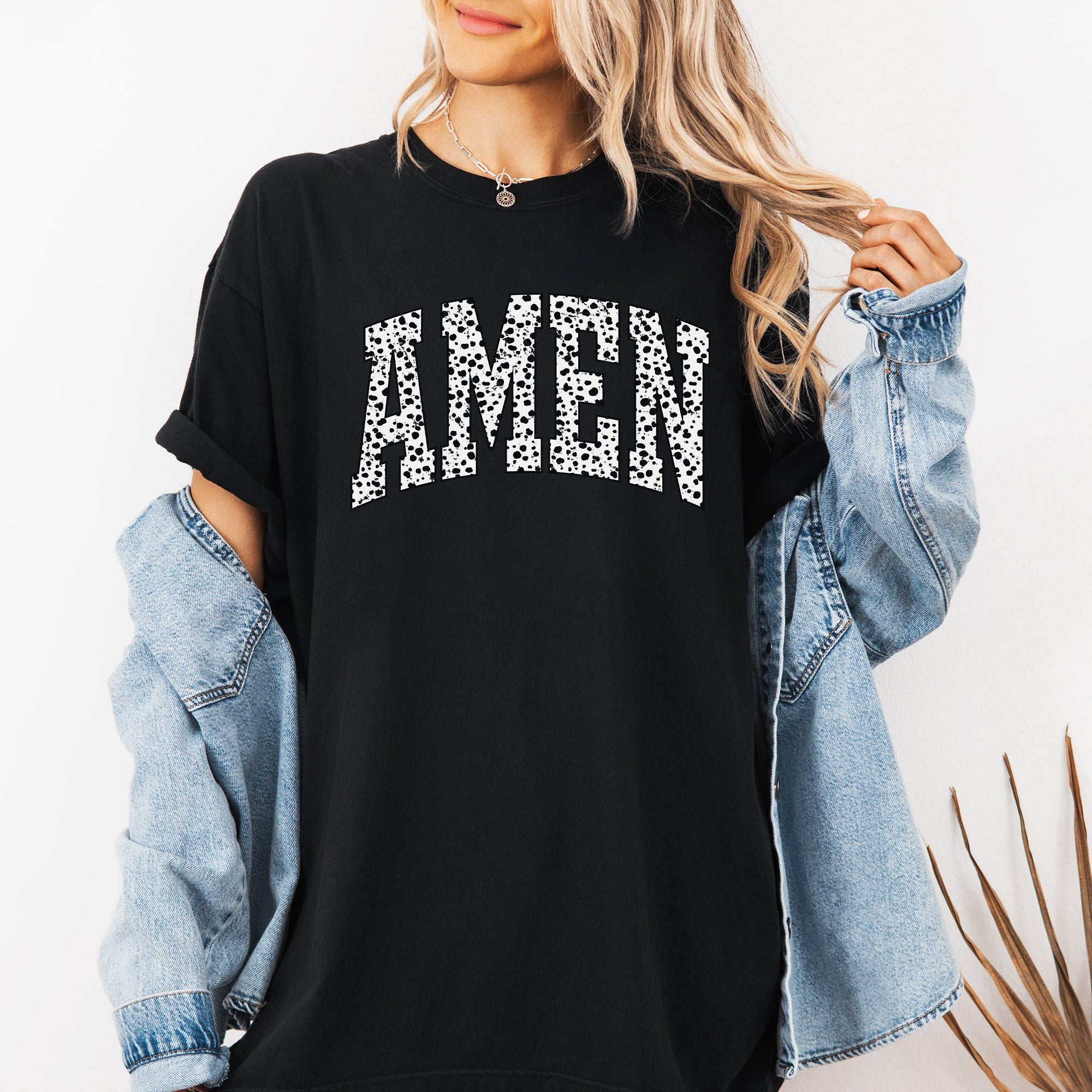 Amen, Dalmatian Print, Christian, Jesus, Gospel, Faith, Saved Tshirt Comfort Colors T-Shirt