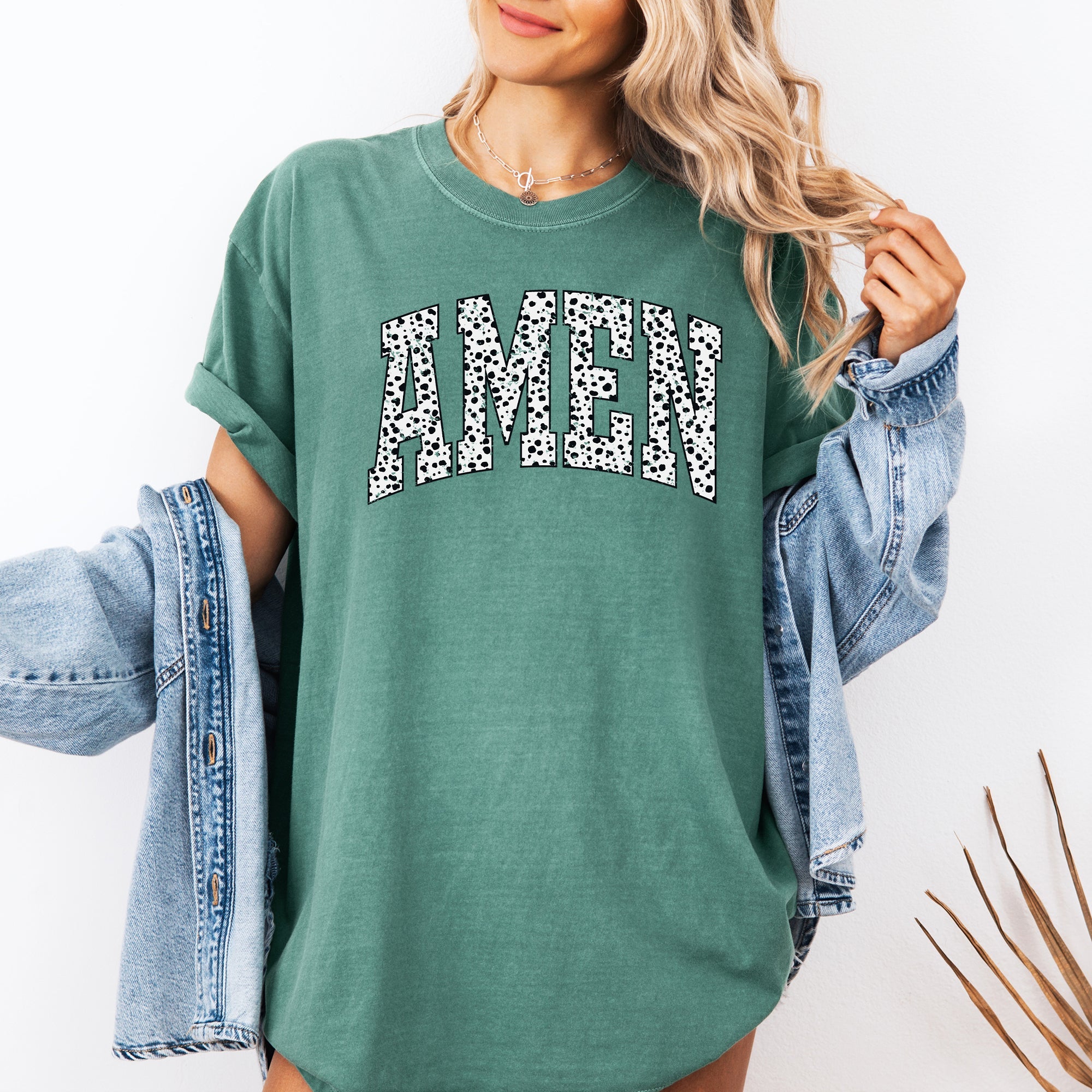 Amen, Dalmatian Print, Christian, Jesus, Gospel, Faith, Saved Tshirt Comfort Colors T-Shirt
