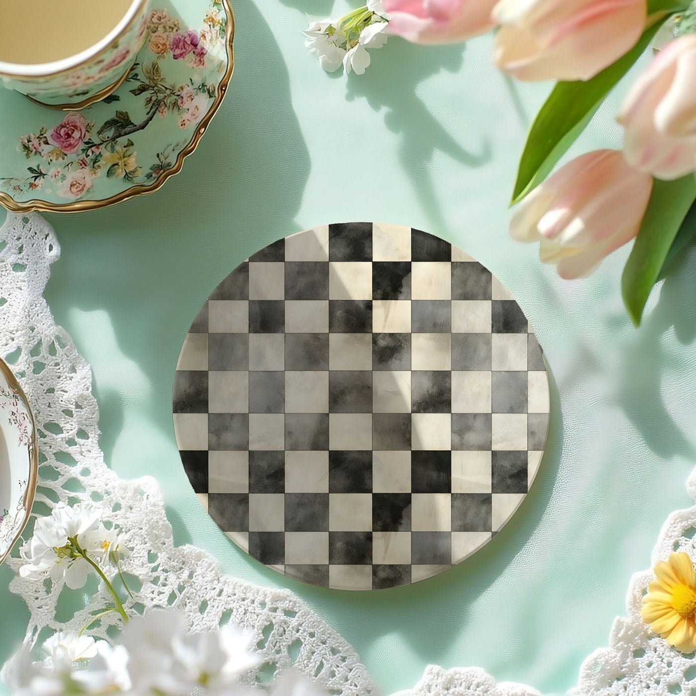 Courtly Check Coasters
