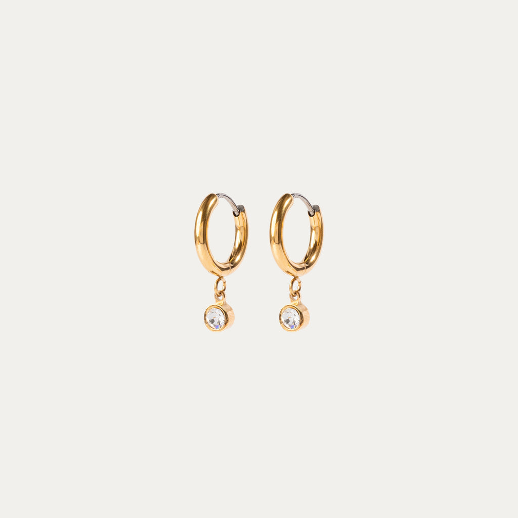 Birthstone Charm Hoop Earrings