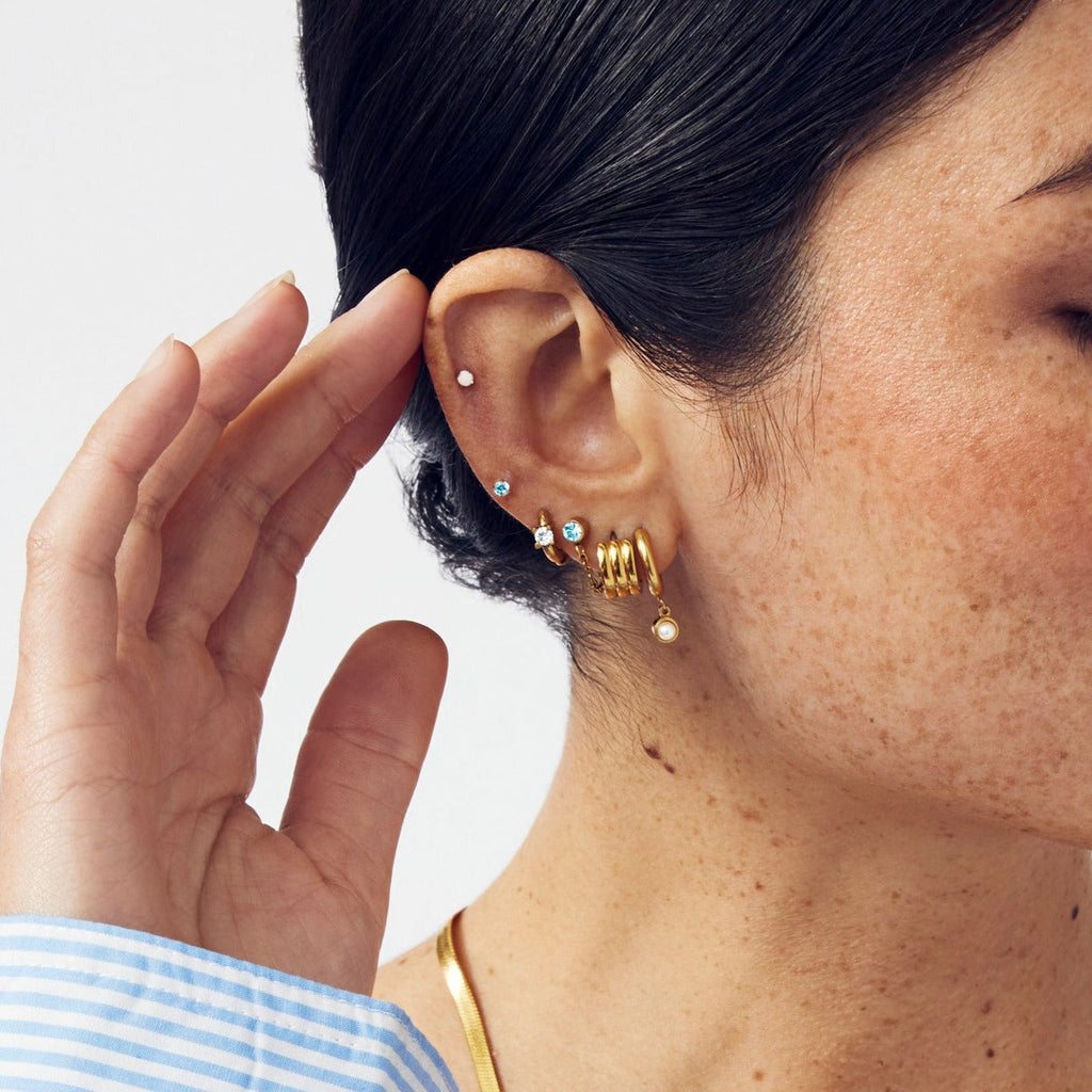 Single Turquoise Flat Back Stud Earring