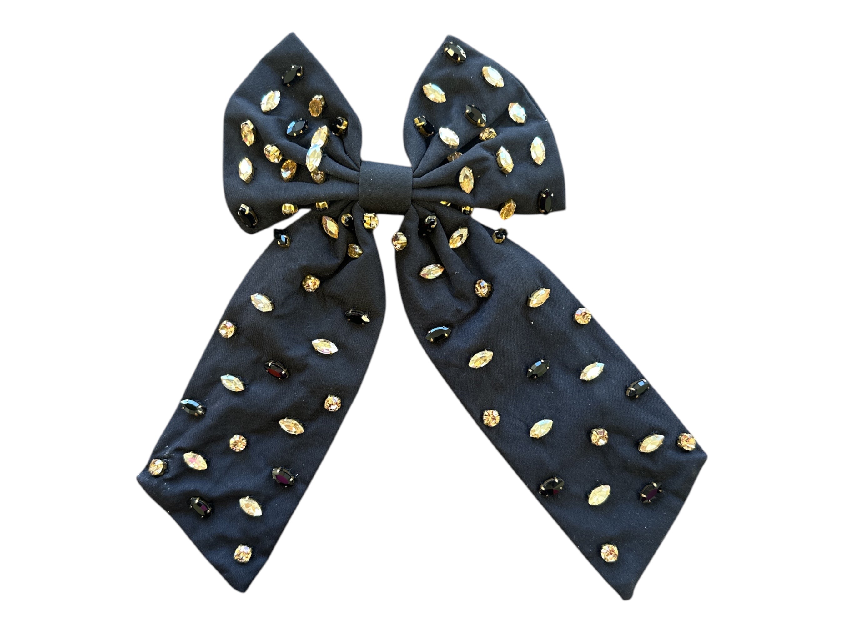 Rhinestone Bow - Black and Gold