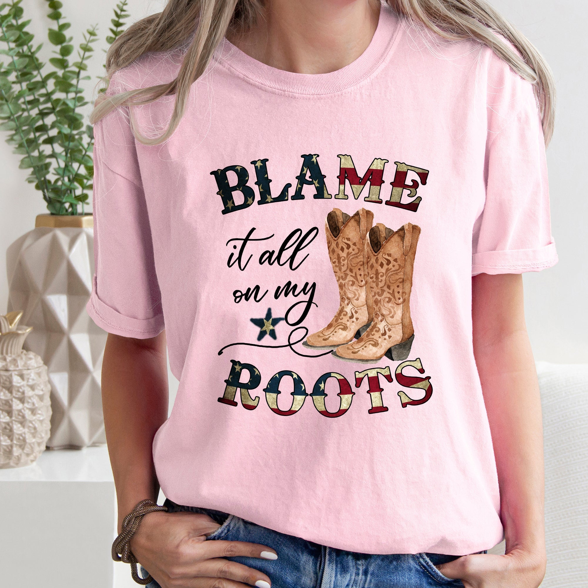 Blame It All On My Roots, Cowboy, Garth, Western, Tshirt Comfort Colors T-Shirt