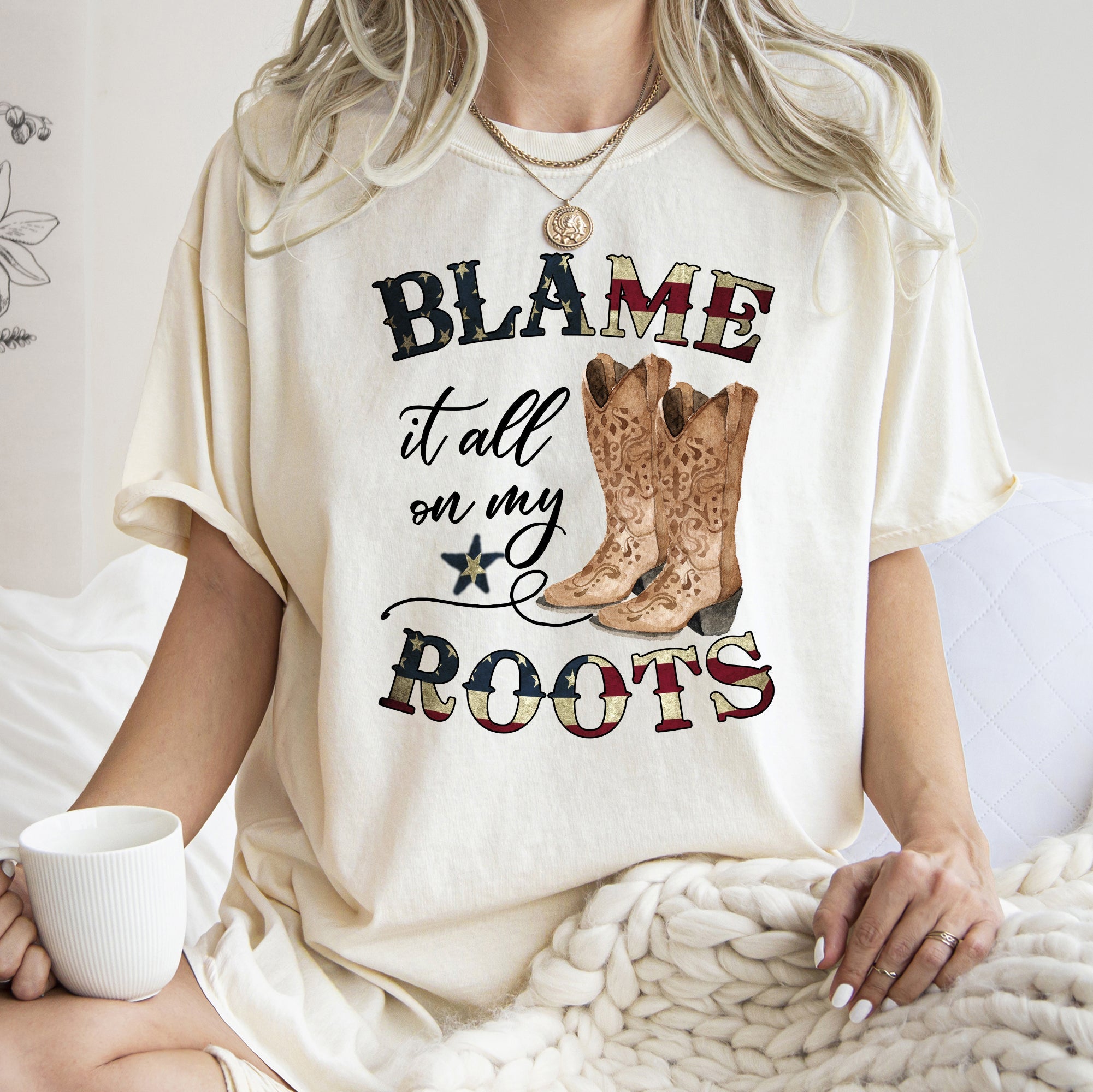 Blame It All On My Roots, Cowboy, Garth, Western, Tshirt Comfort Colors T-Shirt