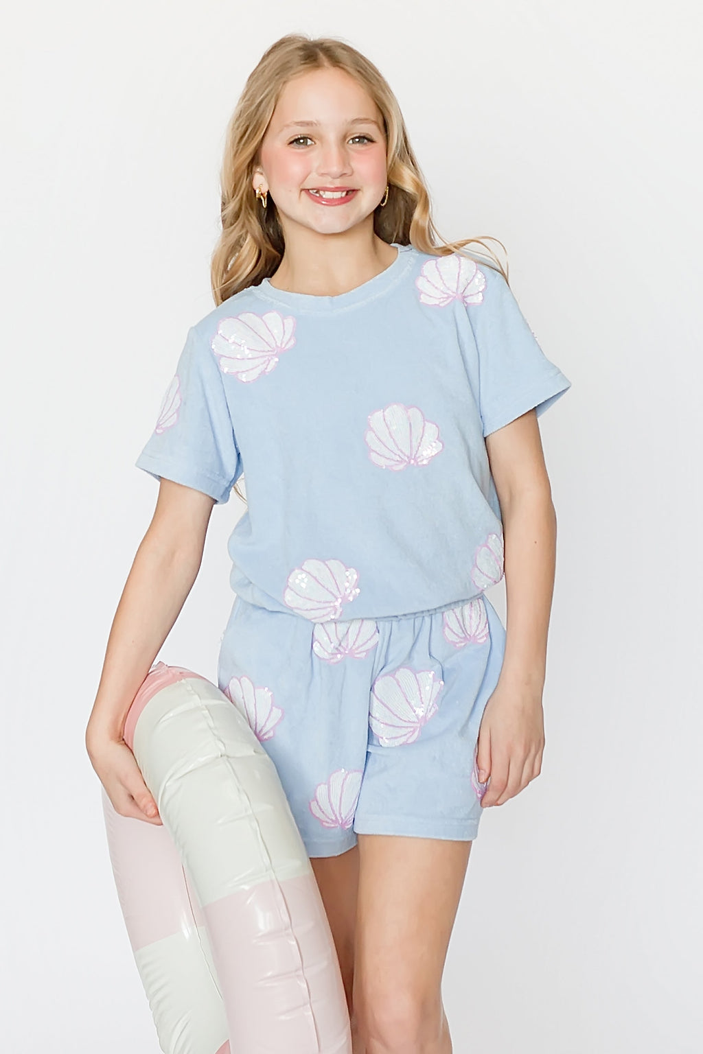 Blue Terry Cloth Seashell Top