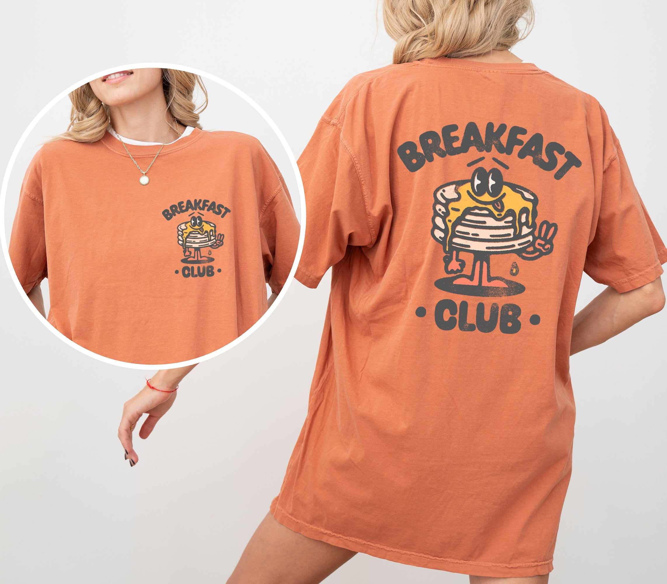 Breakfast Club, Front and Back, Pancakes, Vintage, Retro, Movie Shirt Comfort Colors T-Shirt