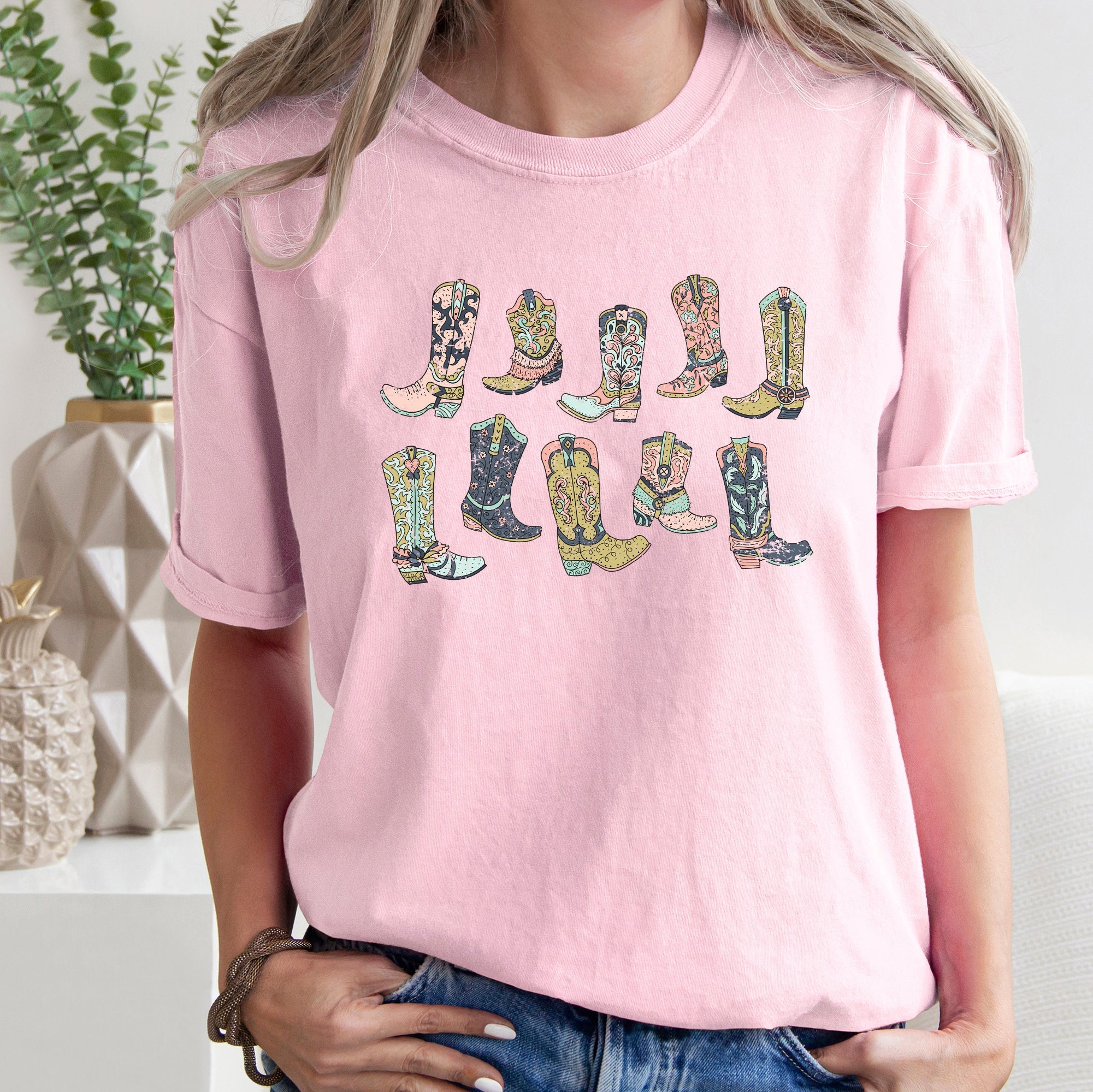Colorful Cowboy Boots, Western, Cowgirl, Country, Tshirt Comfort Colors T-Shirt