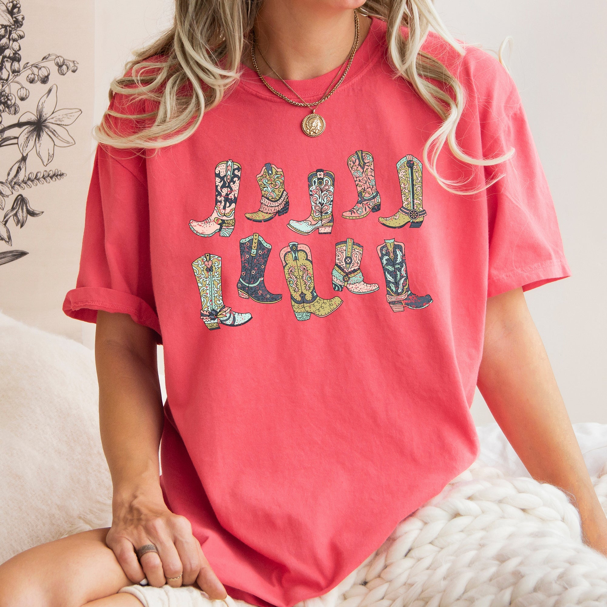 Colorful Cowboy Boots, Western, Cowgirl, Country, Tshirt Comfort Colors T-Shirt