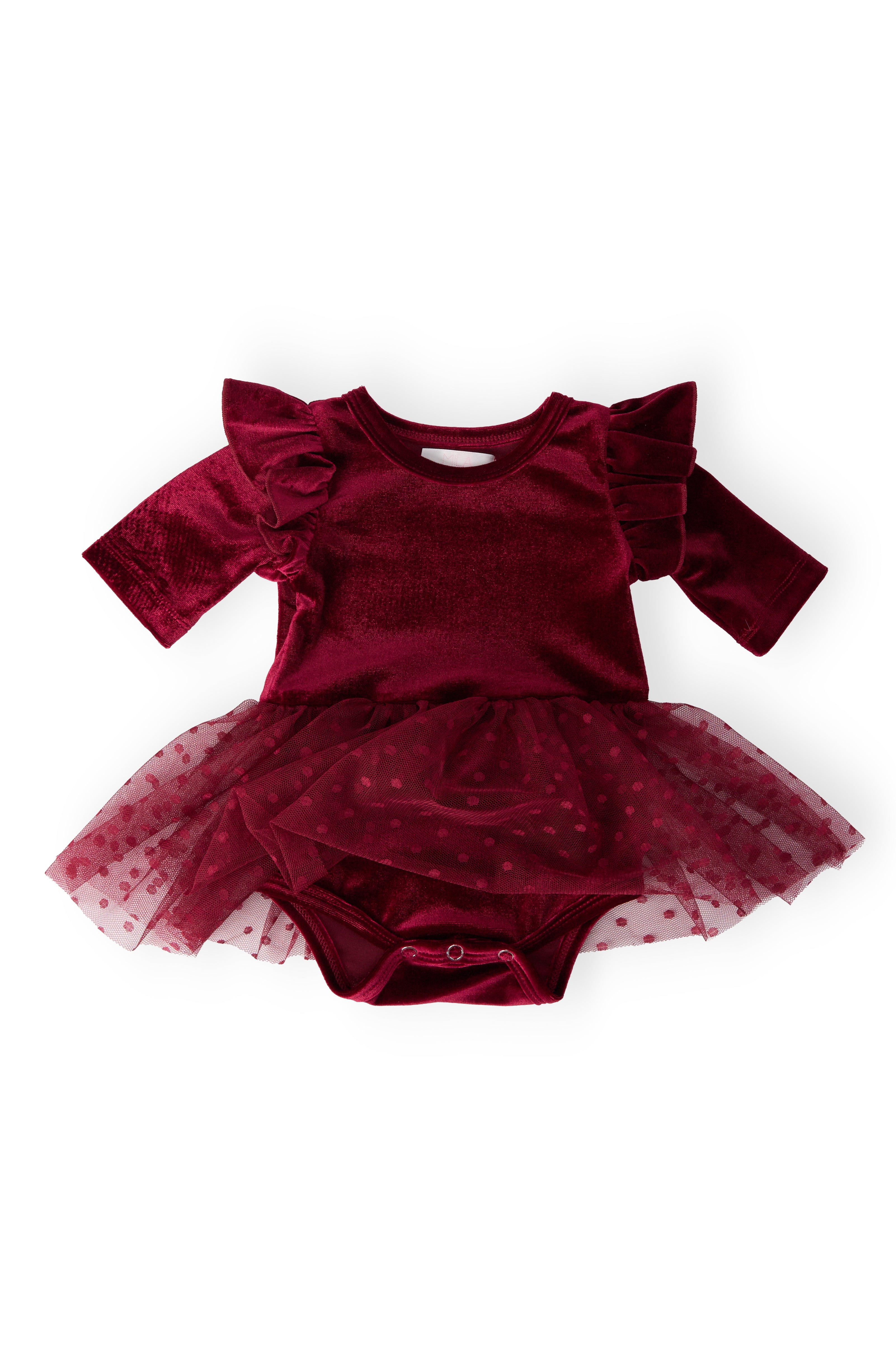Cranberry Velvet Tutu Bodysuit