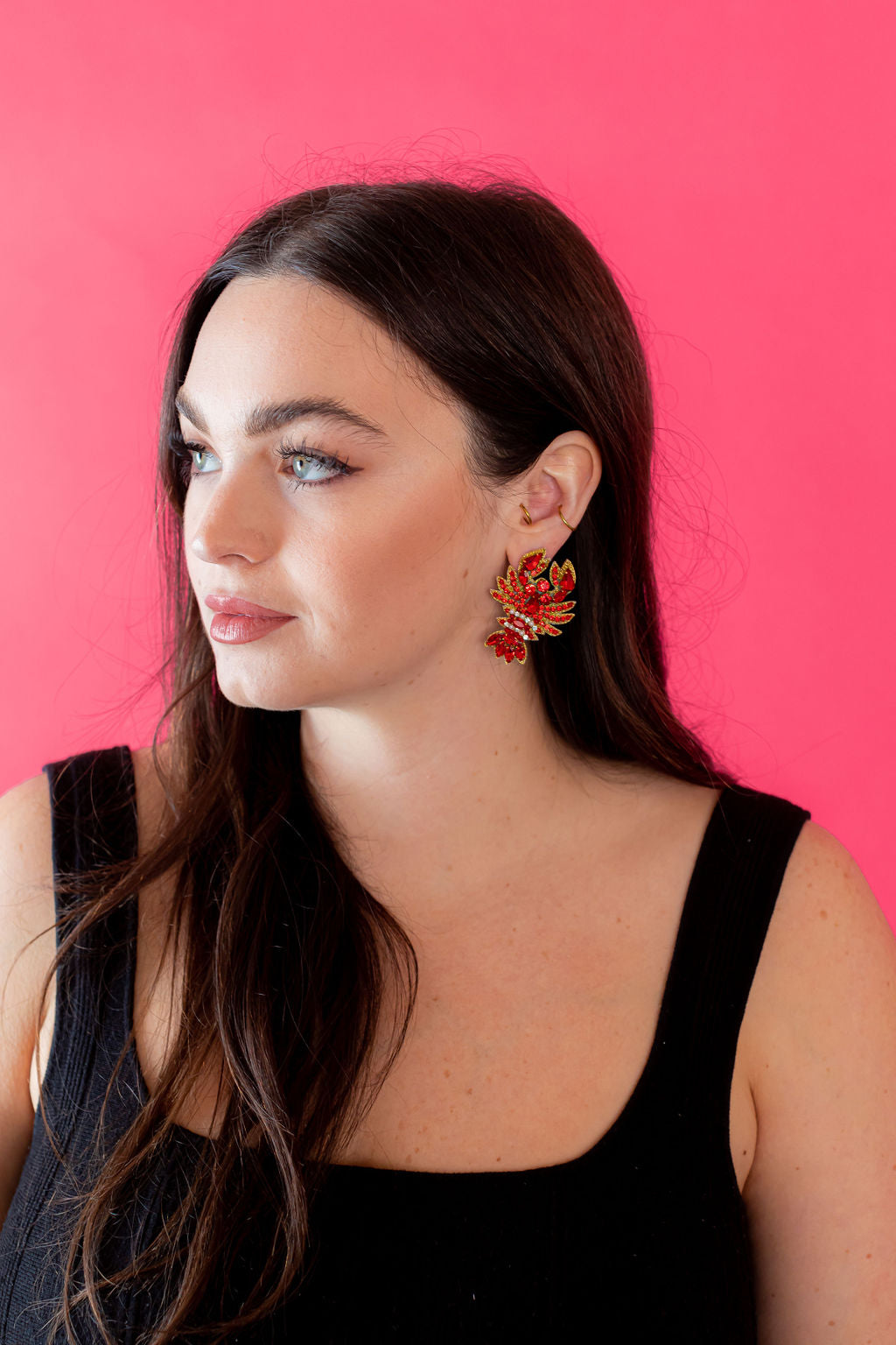 Crawfish Rhinestone Stud Earrings