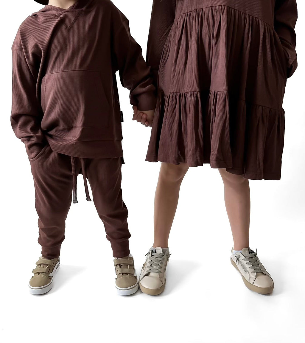 BAMBOO RIBBED DRESS - COCOA