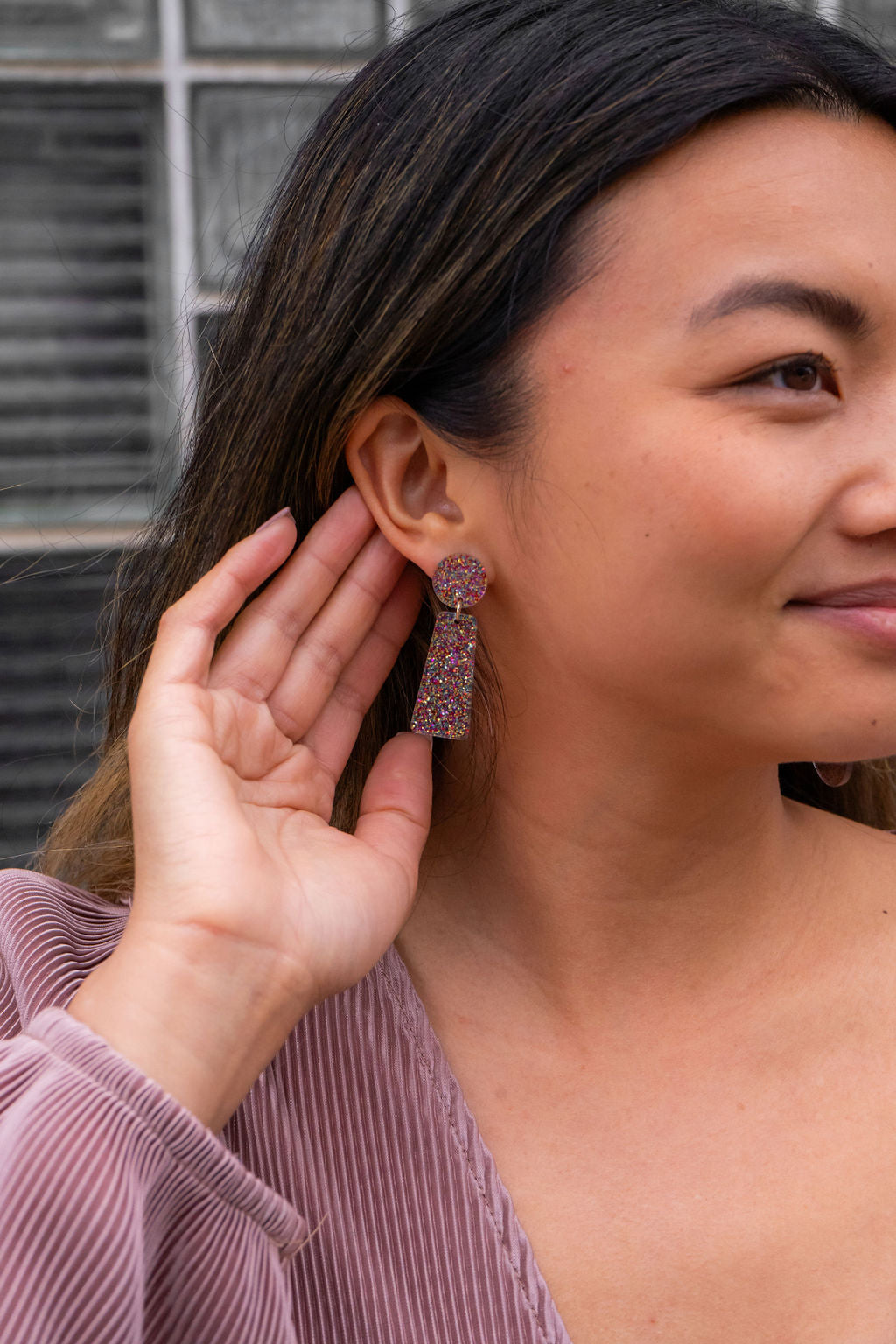 Mia Earrings - Rainbow Glitter