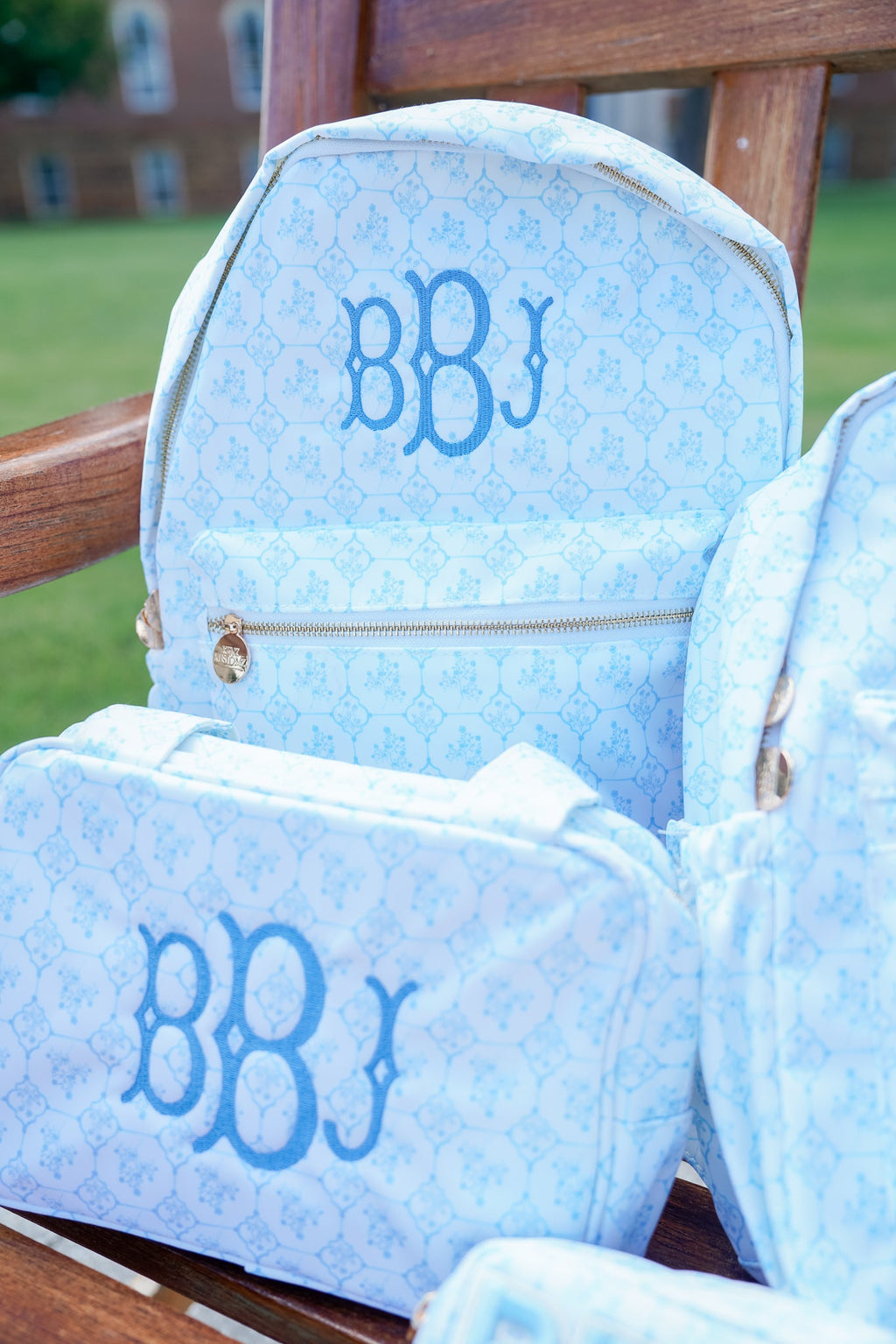 Blue Toile Backpack