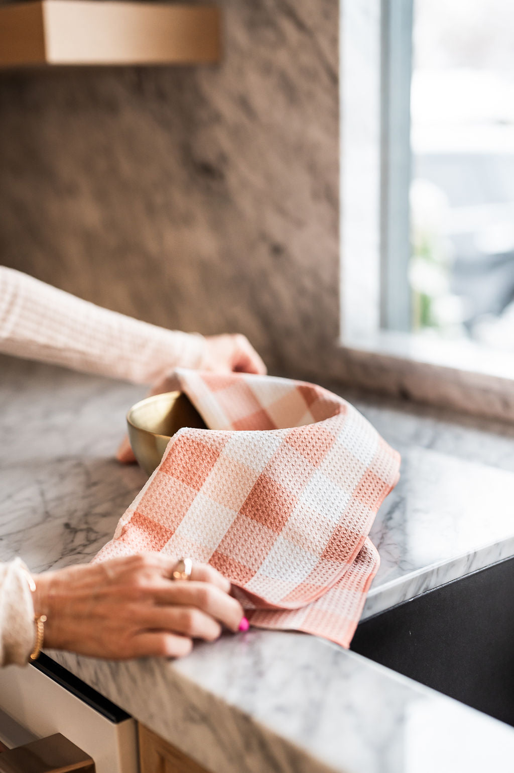 PRETTY IN PINK PLAID  KITCHEN TOWEL