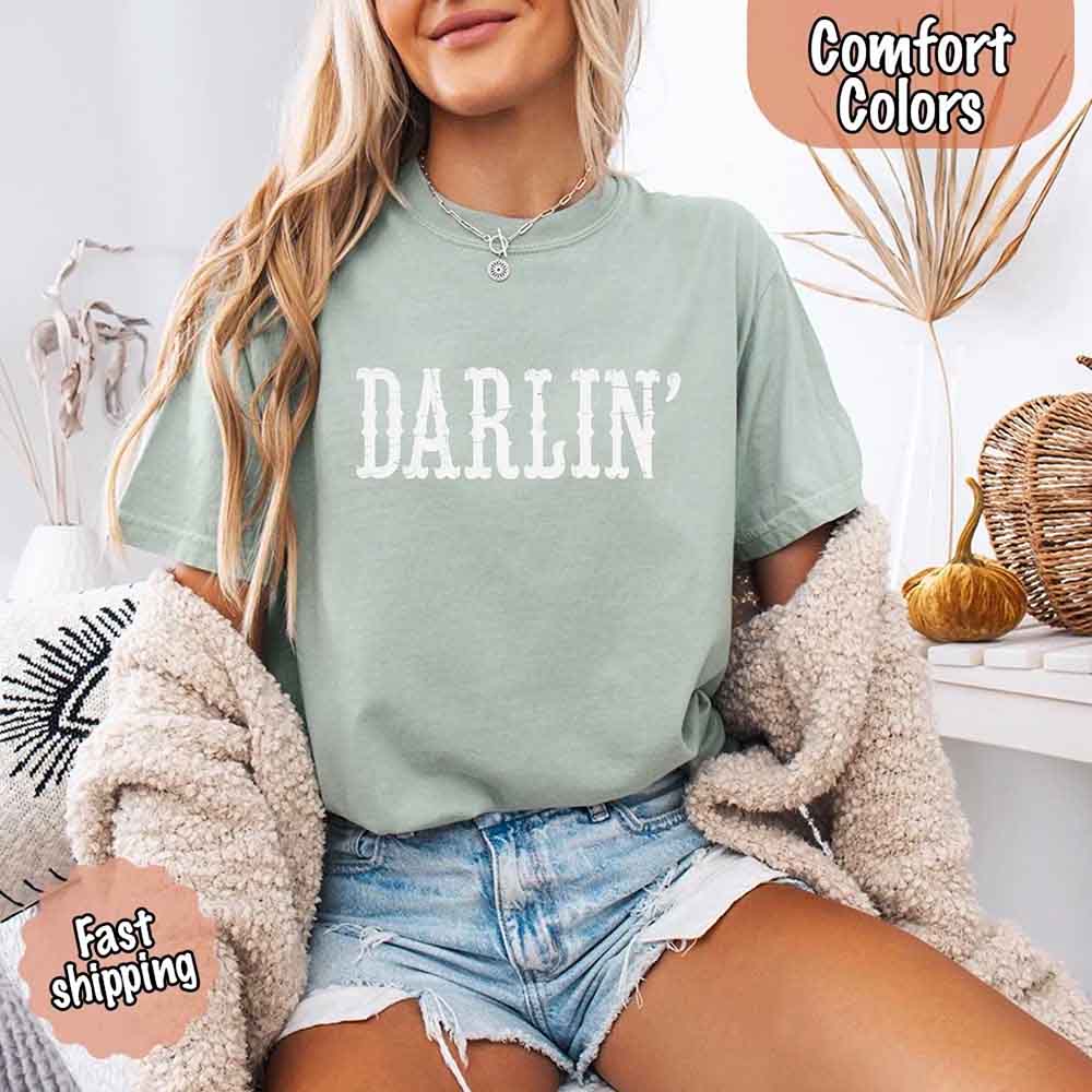 Darlin’ Comfort Colors Tee – Cute Country Girl Shirt, Western Cowgirl Style