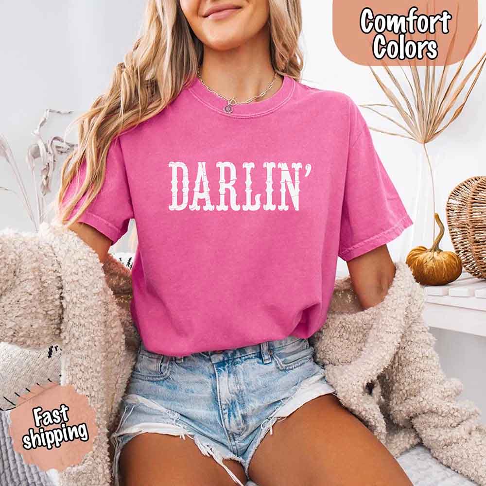 Darlin’ Comfort Colors Tee – Cute Country Girl Shirt, Western Cowgirl Style