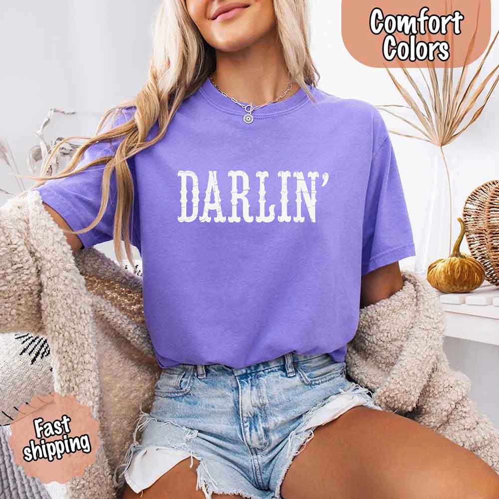 Darlin’ Comfort Colors Tee – Cute Country Girl Shirt, Western Cowgirl Style