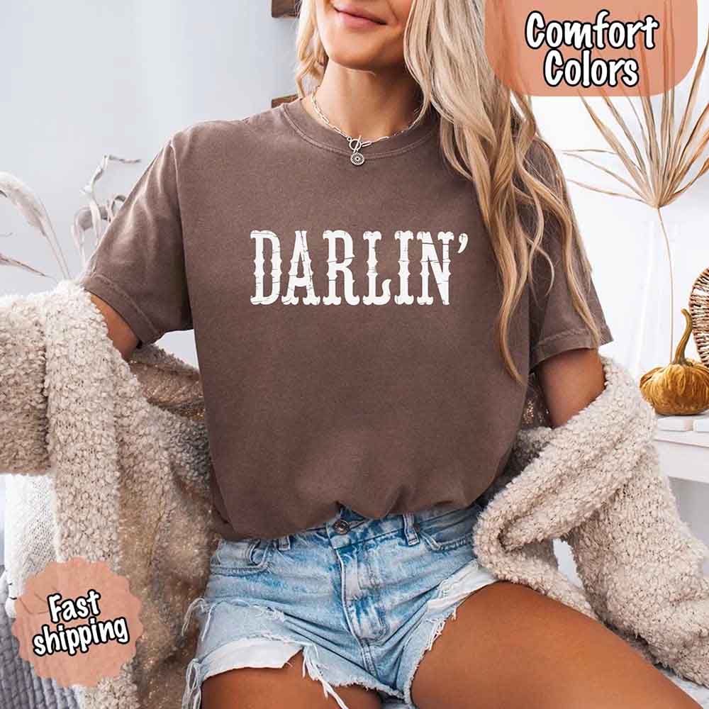 Darlin’ Comfort Colors Tee – Cute Country Girl Shirt, Western Cowgirl Style