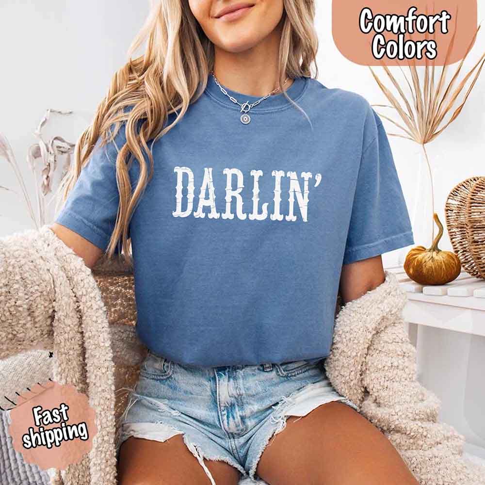 Darlin’ Comfort Colors Tee – Cute Country Girl Shirt, Western Cowgirl Style