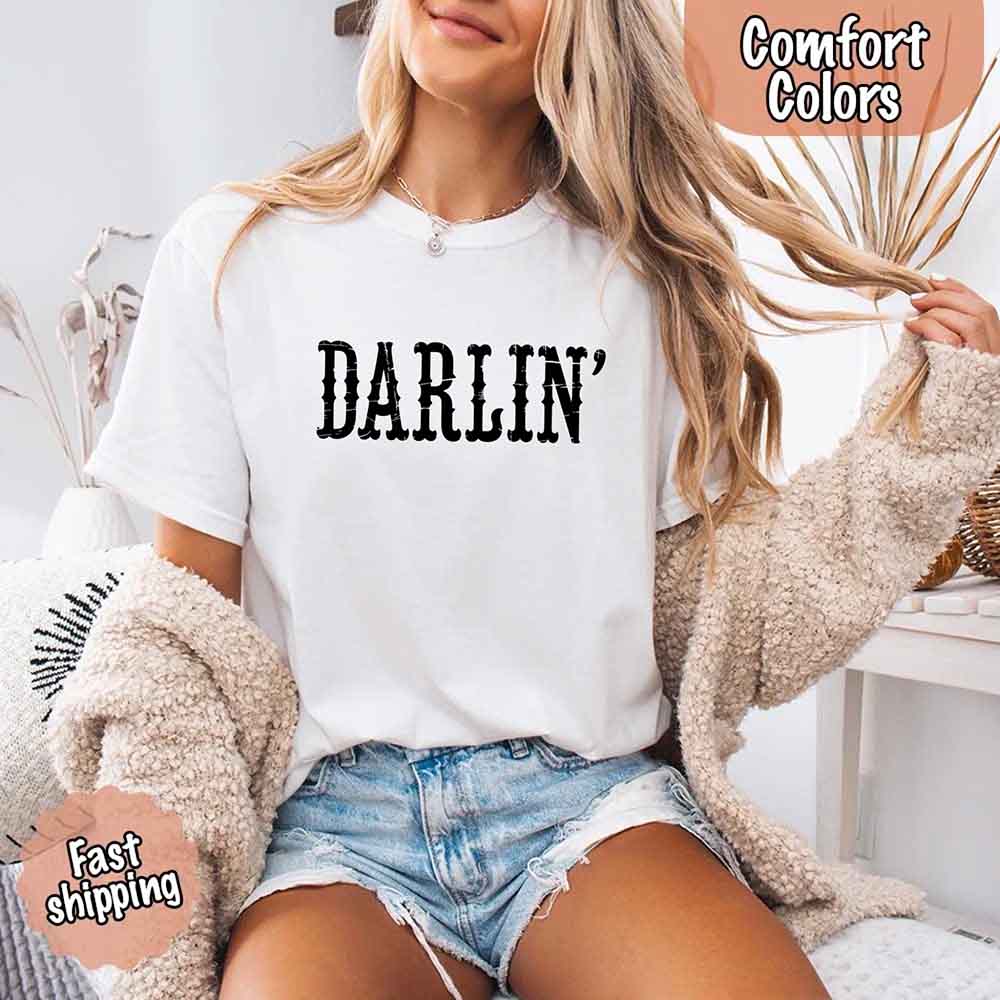Darlin’ Comfort Colors Tee – Cute Country Girl Shirt, Western Cowgirl Style