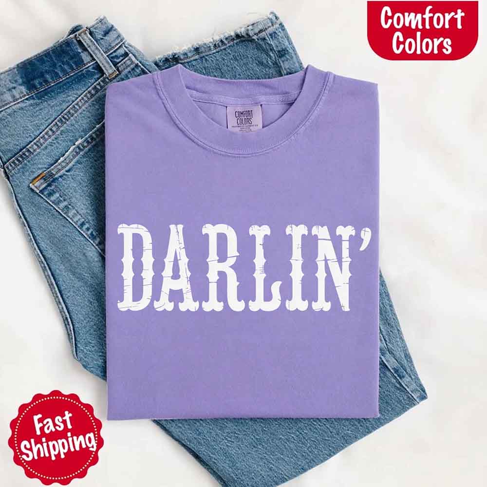 Darlin’ Comfort Colors Tee – Cute Country Girl Shirt, Western Cowgirl Style