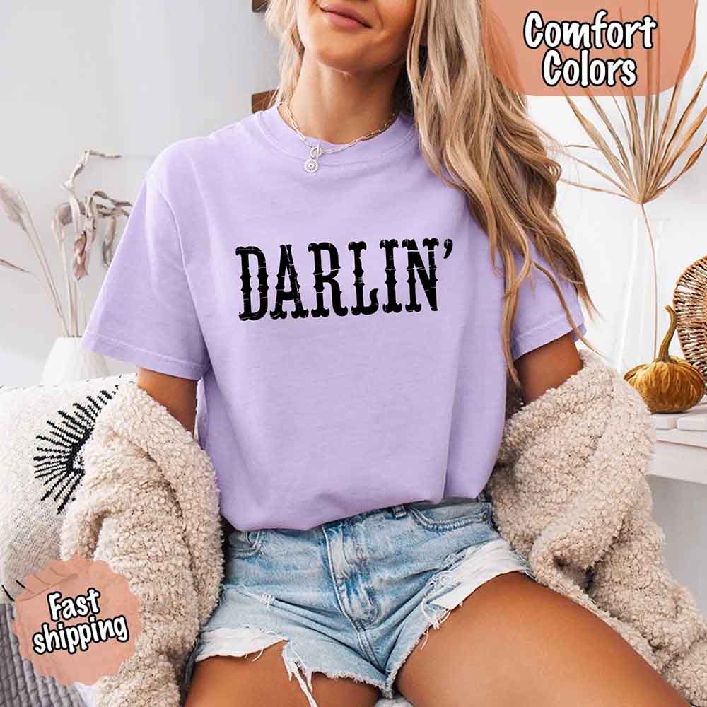 Darlin’ Comfort Colors Tee – Cute Country Girl Shirt, Western Cowgirl Style