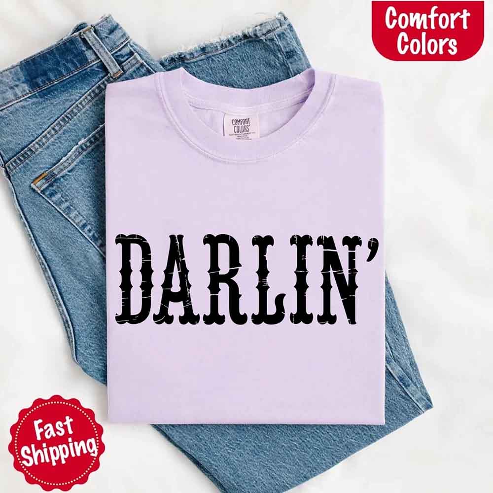 Darlin’ Comfort Colors Tee – Cute Country Girl Shirt, Western Cowgirl Style