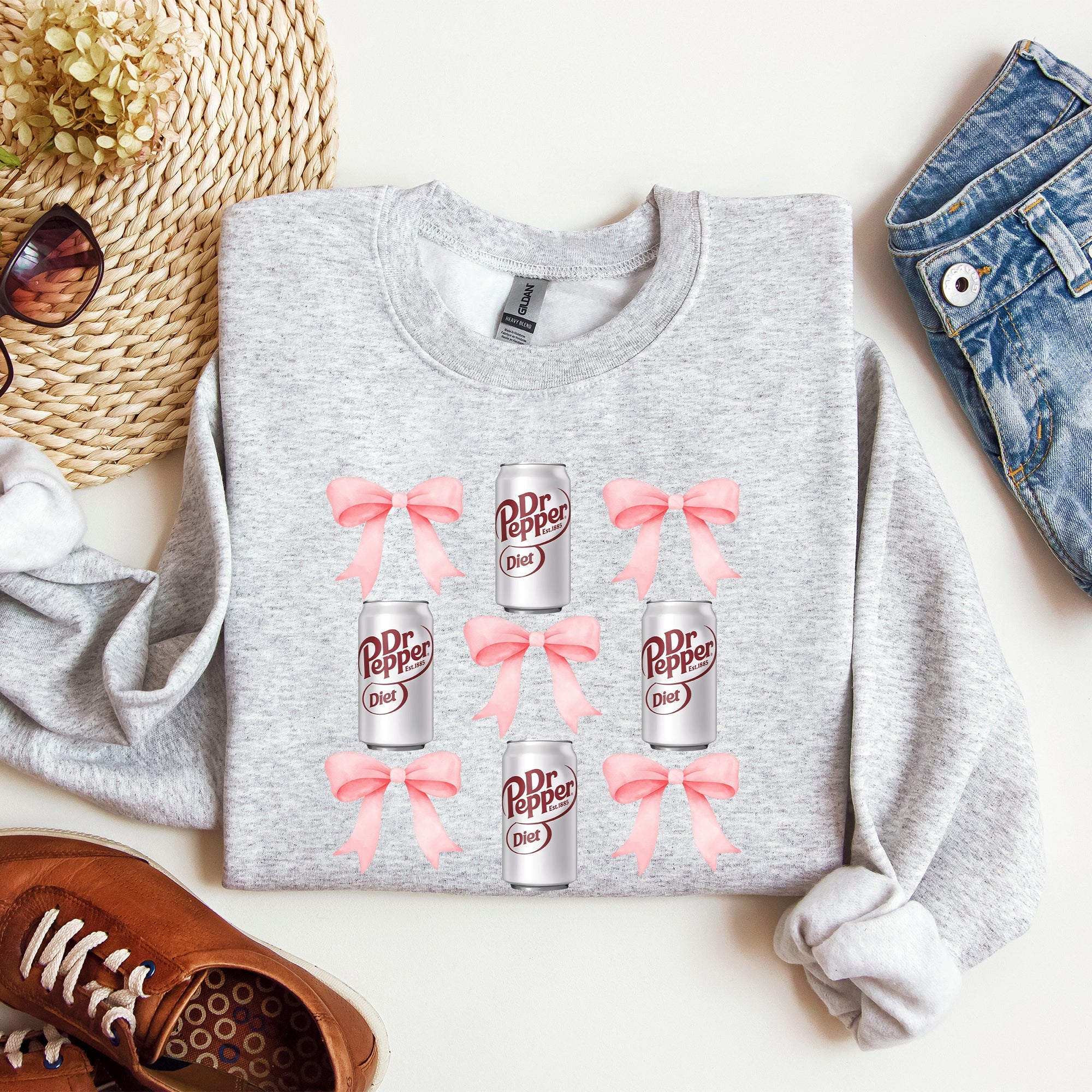 Diet, Dr Pepper, Soft Drink, Coquette, Preppy, Soda, Pop, Bows Sweatshirt