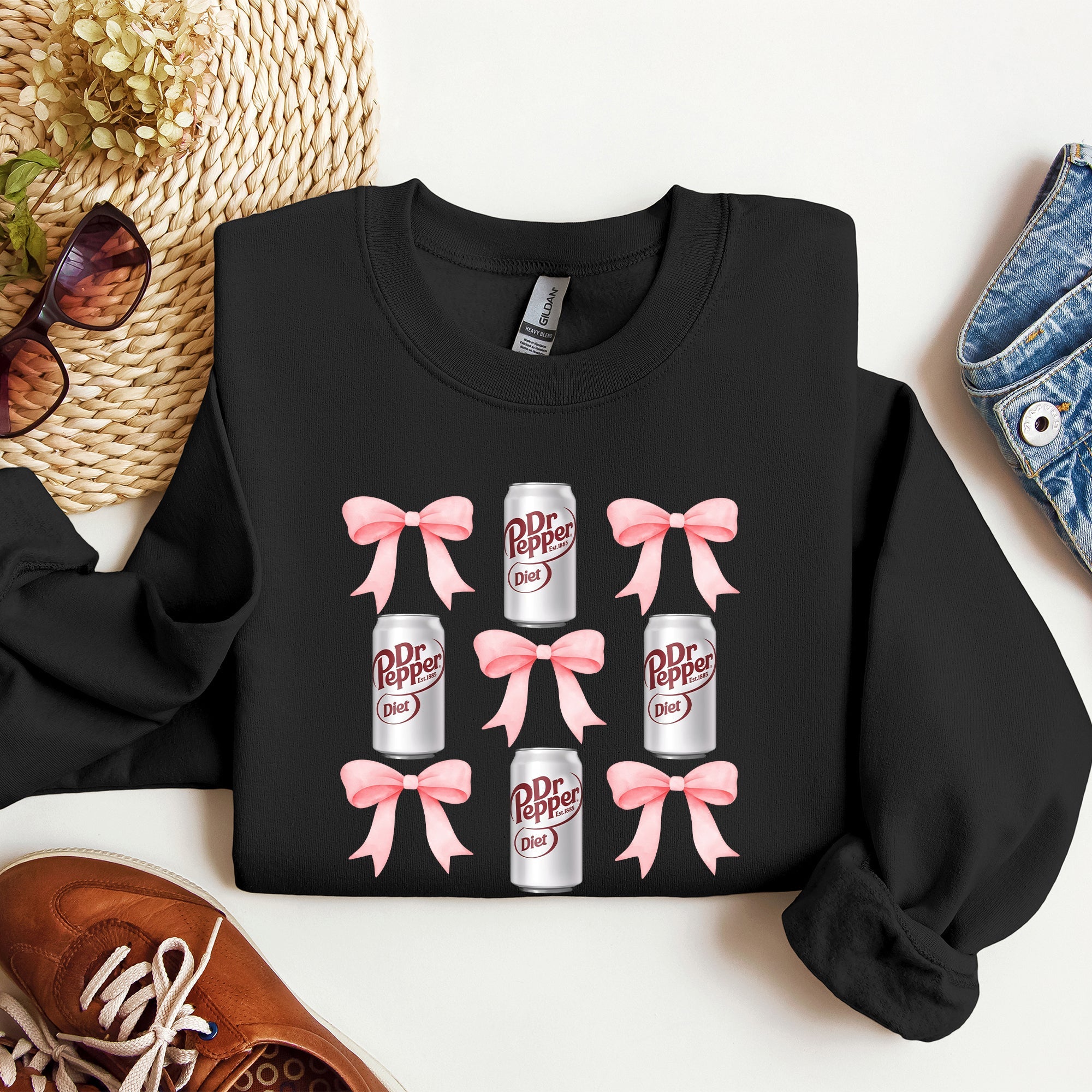 Diet, Dr Pepper, Soft Drink, Coquette, Preppy, Soda, Pop, Bows Sweatshirt