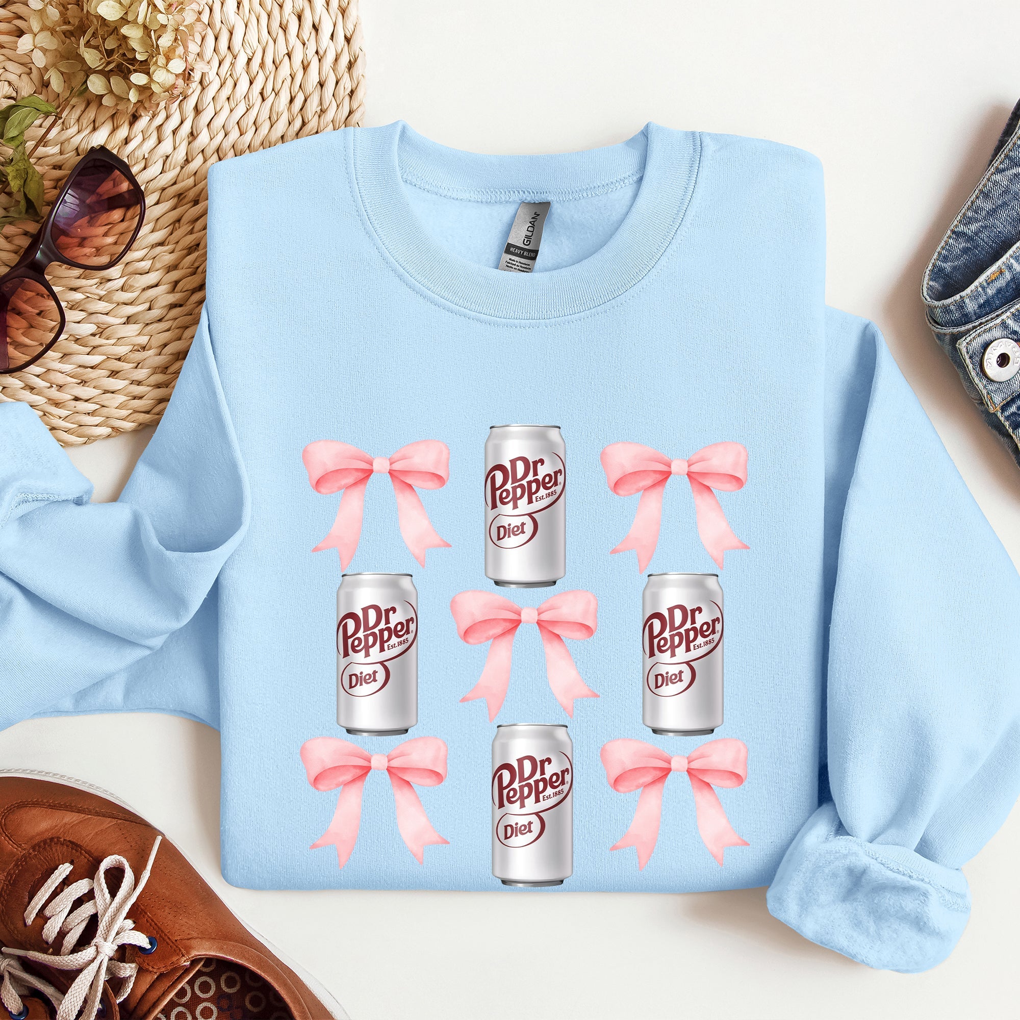 Diet, Dr Pepper, Soft Drink, Coquette, Preppy, Soda, Pop, Bows Sweatshirt