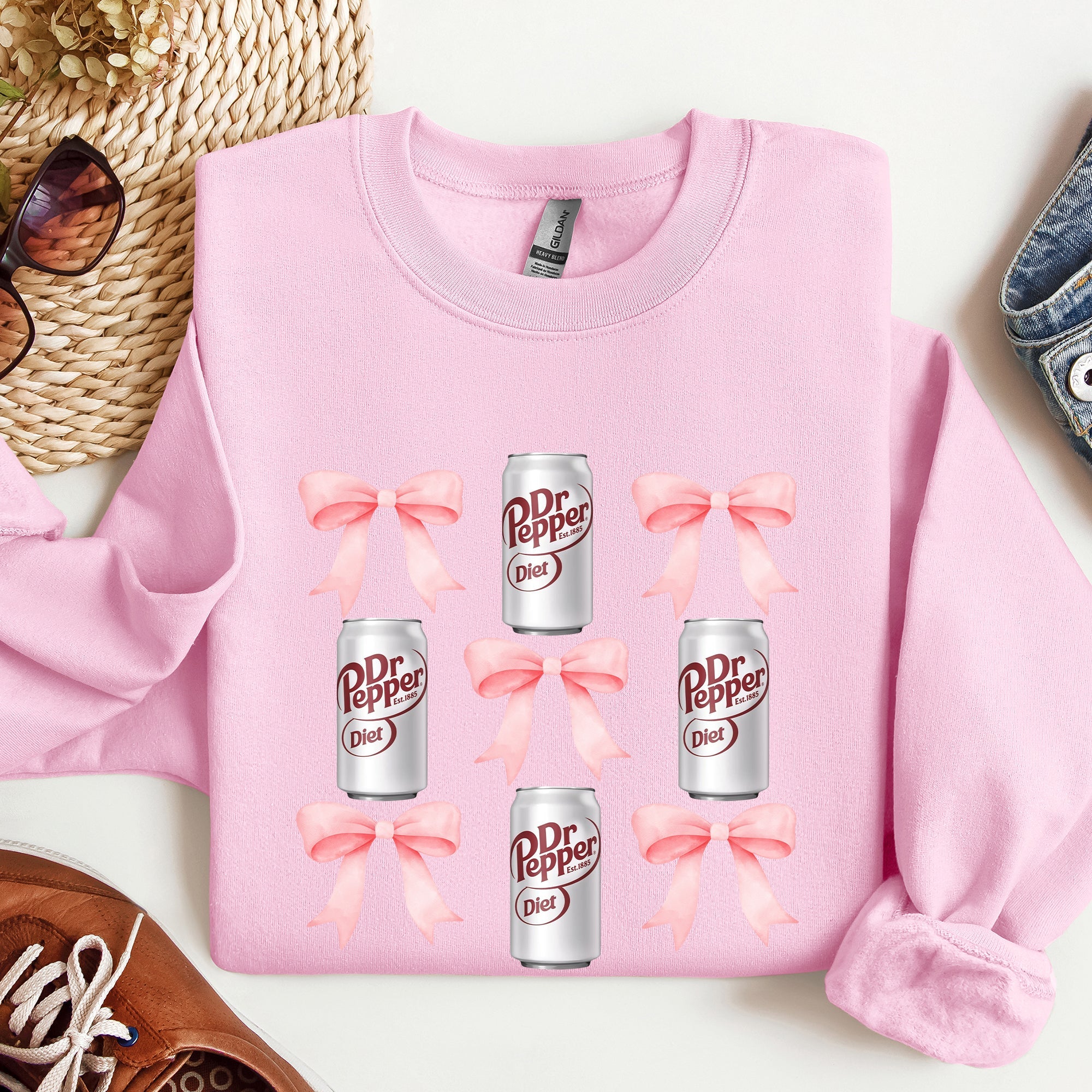 Diet, Dr Pepper, Soft Drink, Coquette, Preppy, Soda, Pop, Bows Sweatshirt