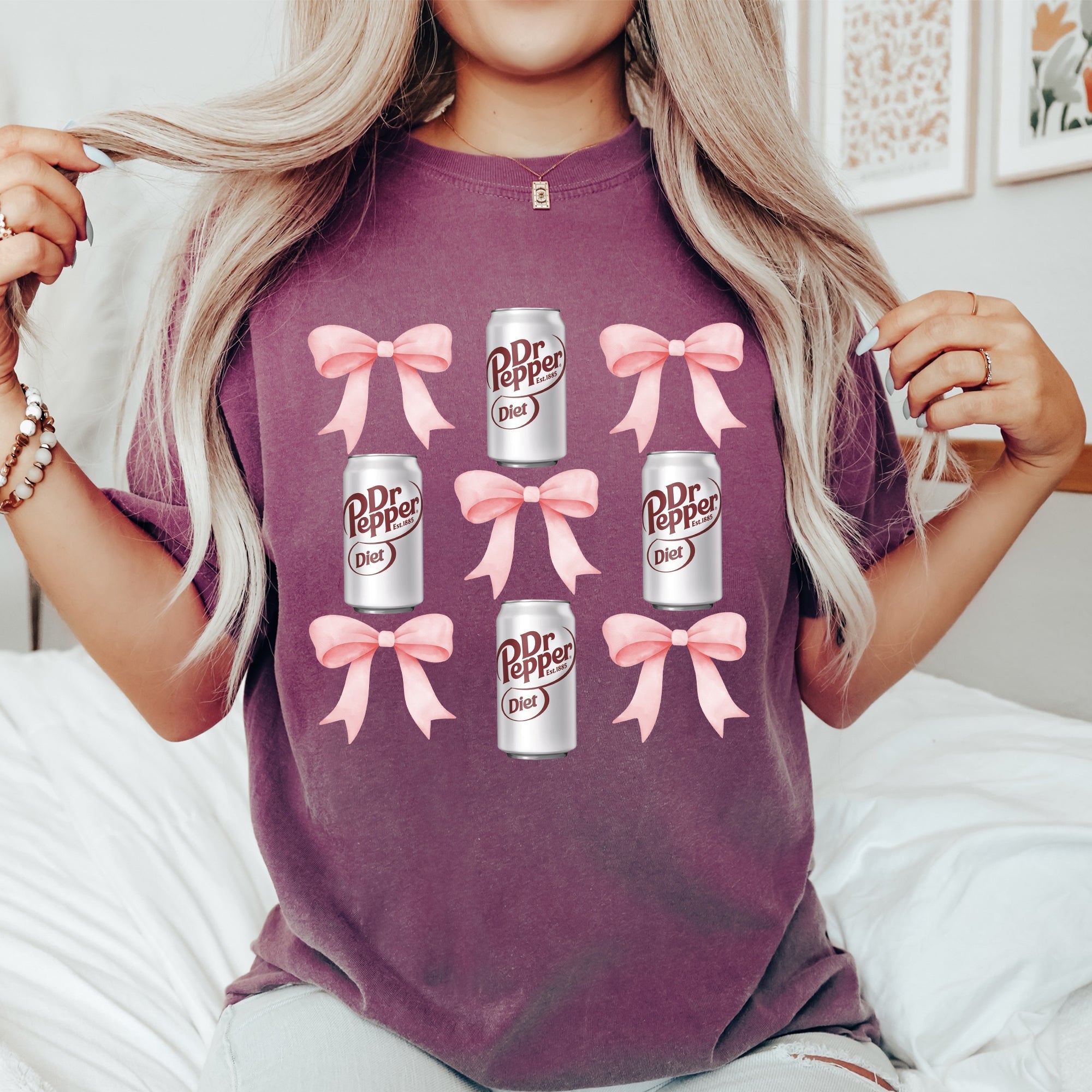 Diet, Dr Pepper, Soft Drink, Coquette, Preppy, Soda, Pop, Bows Tshirt Comfort Colors T-Shirt