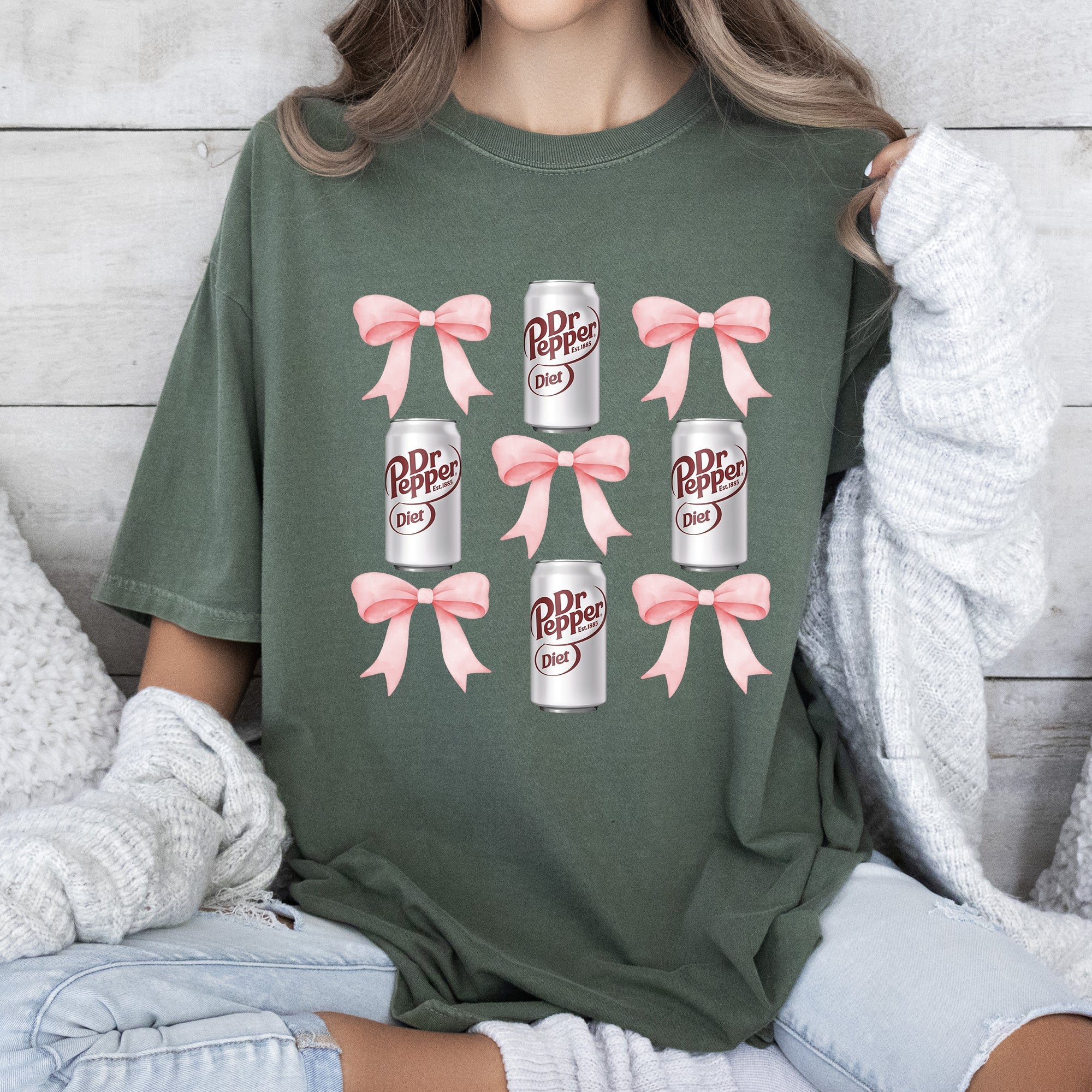 Diet, Dr Pepper, Soft Drink, Coquette, Preppy, Soda, Pop, Bows Tshirt Comfort Colors T-Shirt