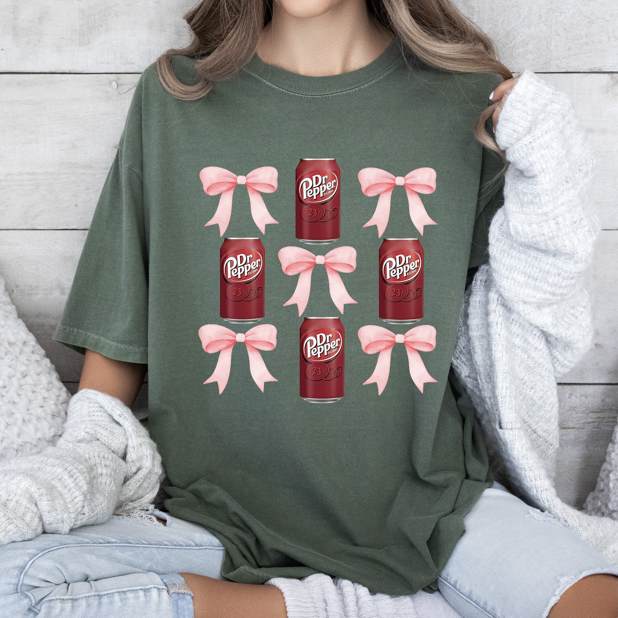 Dr Pepper, Soft Drink, Coquette, Preppy, Soda, Pop, Bows Tshirt Comfort Colors T-Shirt