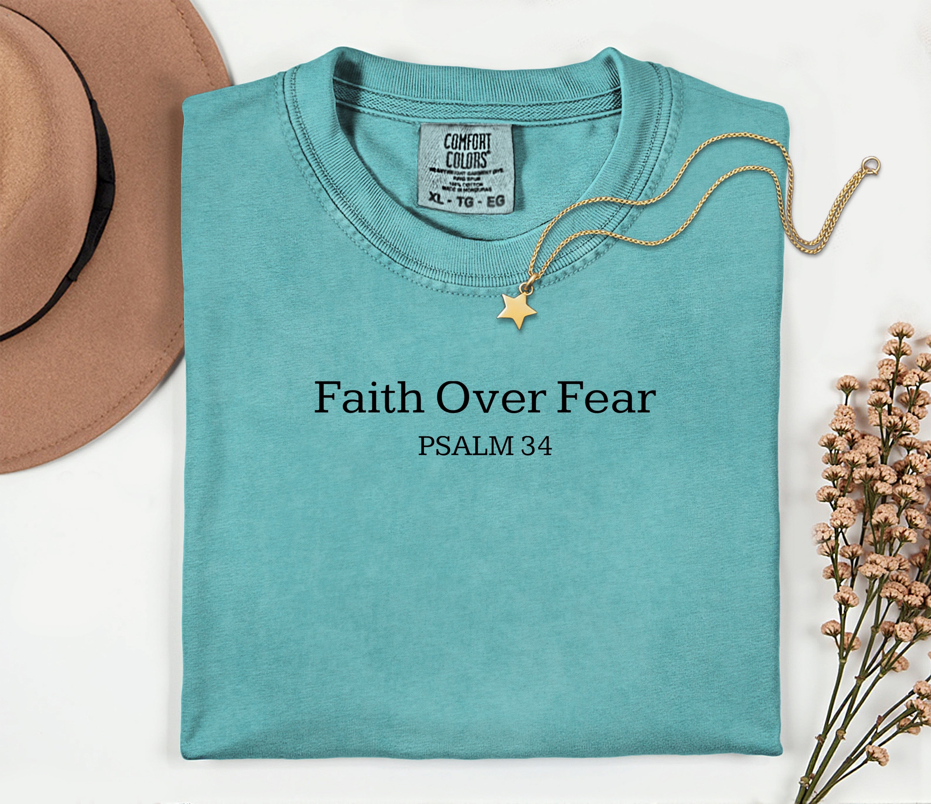 Comfort Colors Sea Foam Faith Over Fear