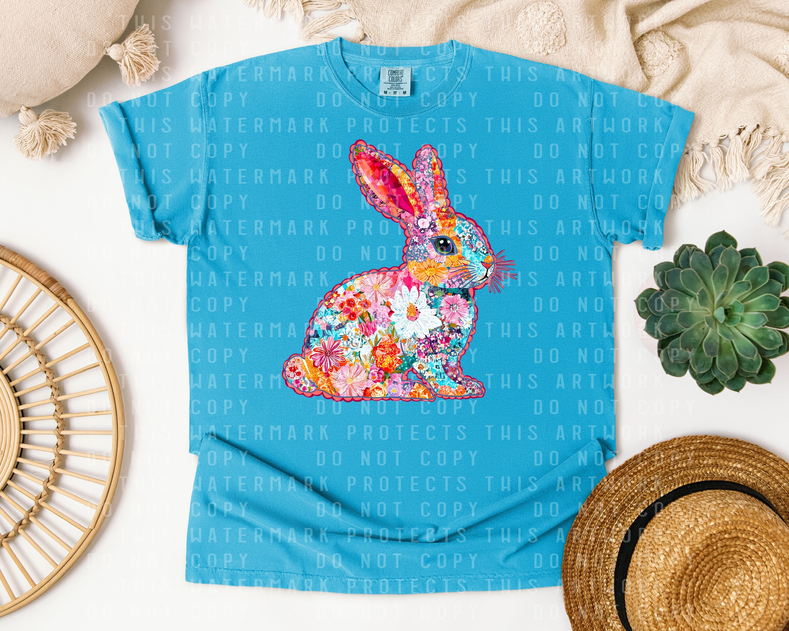 Bright Floral Bunny Graphic Tee