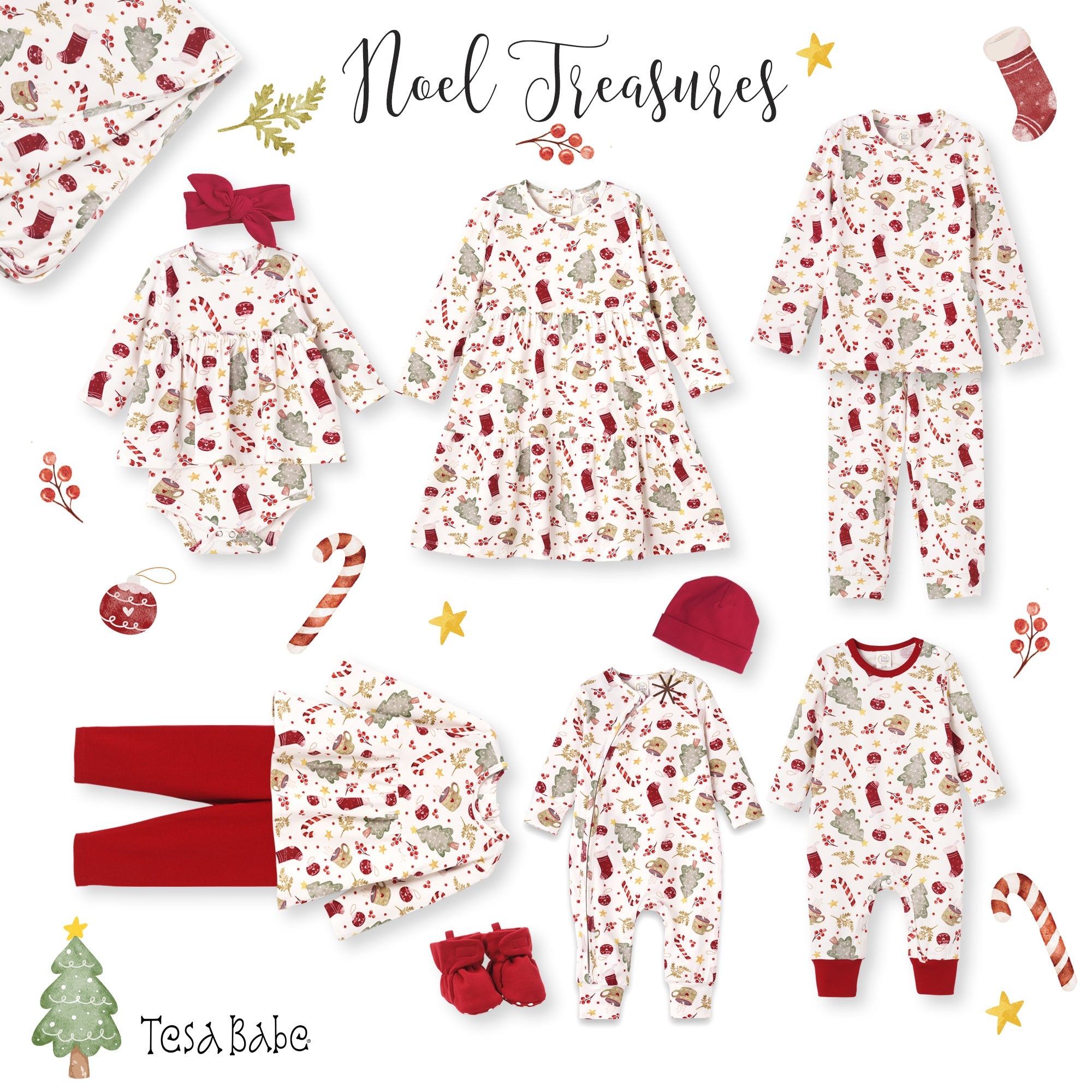 Bamboo Holiday Baby Zip Romper – Christmas One-Piece Pajamas - Noel