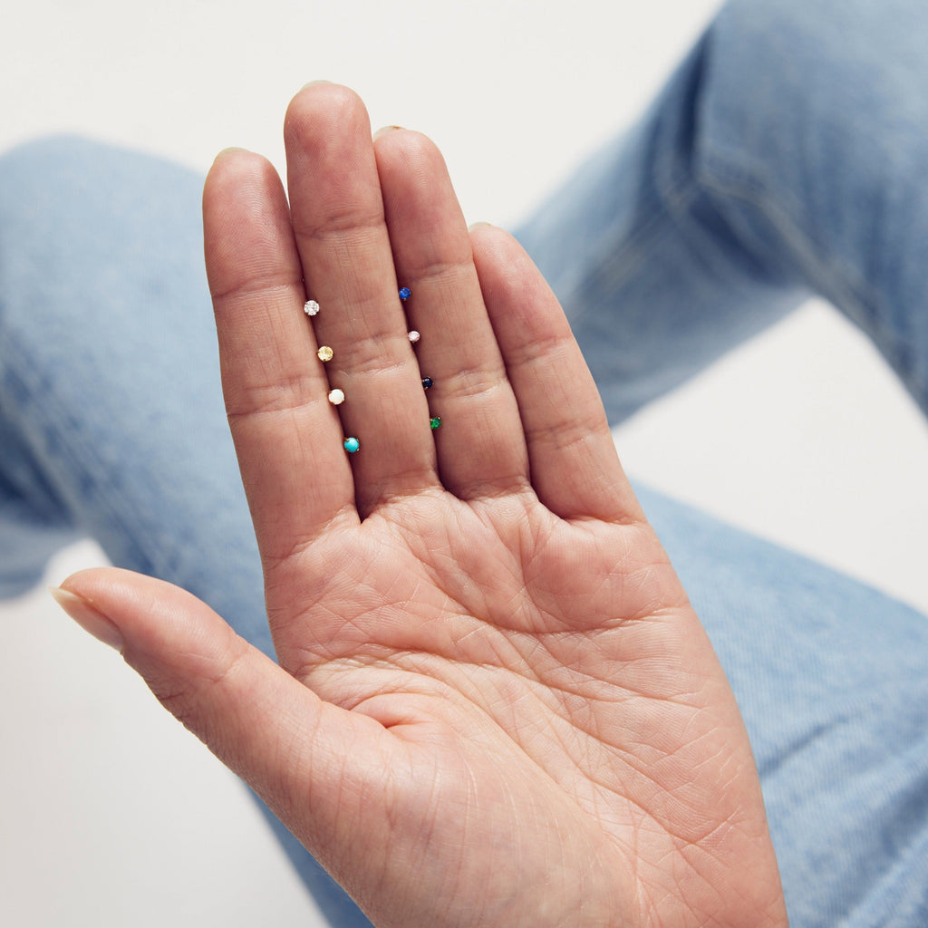 Single Turquoise Flat Back Stud Earring