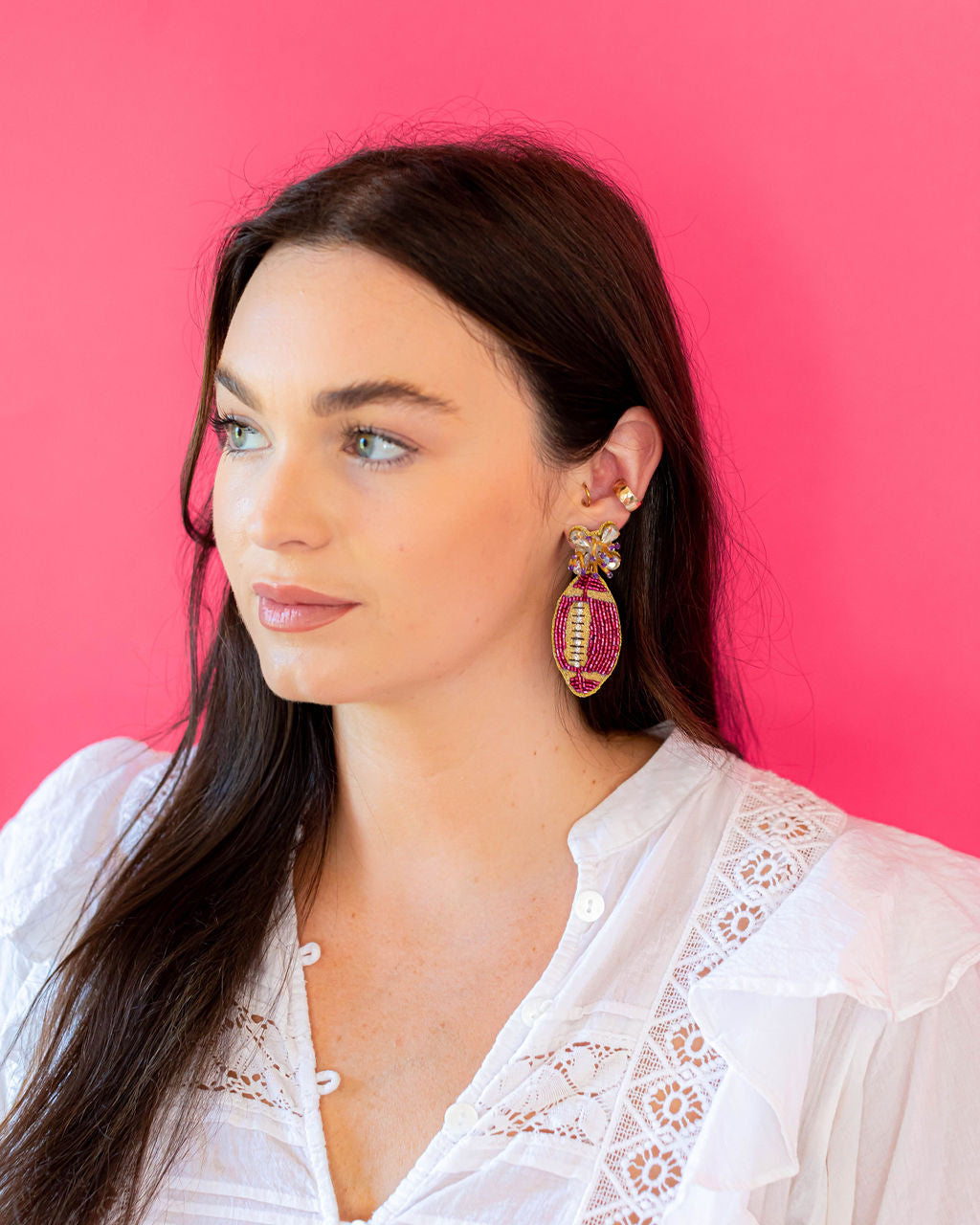 Football Earrings - Purple and Gold