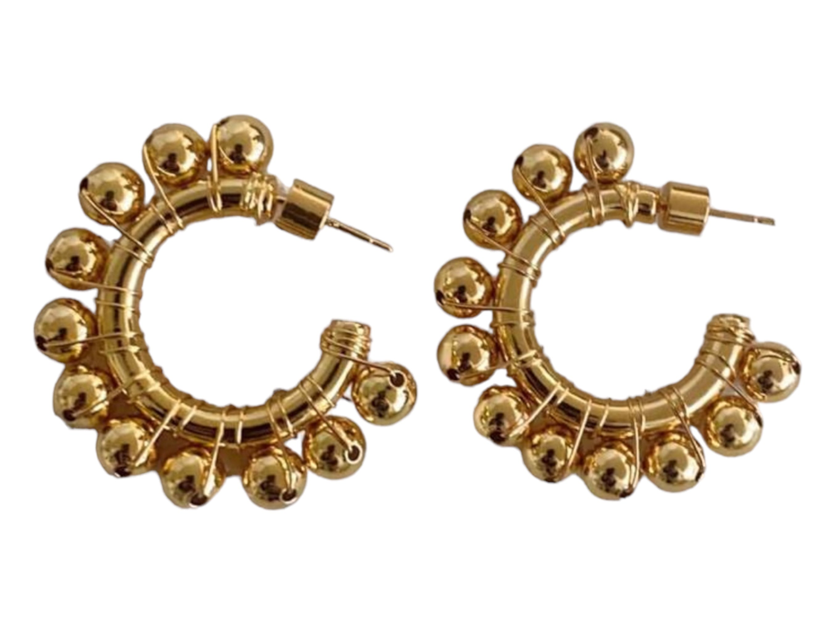 Gold Hoop with Gold Ball Earrings