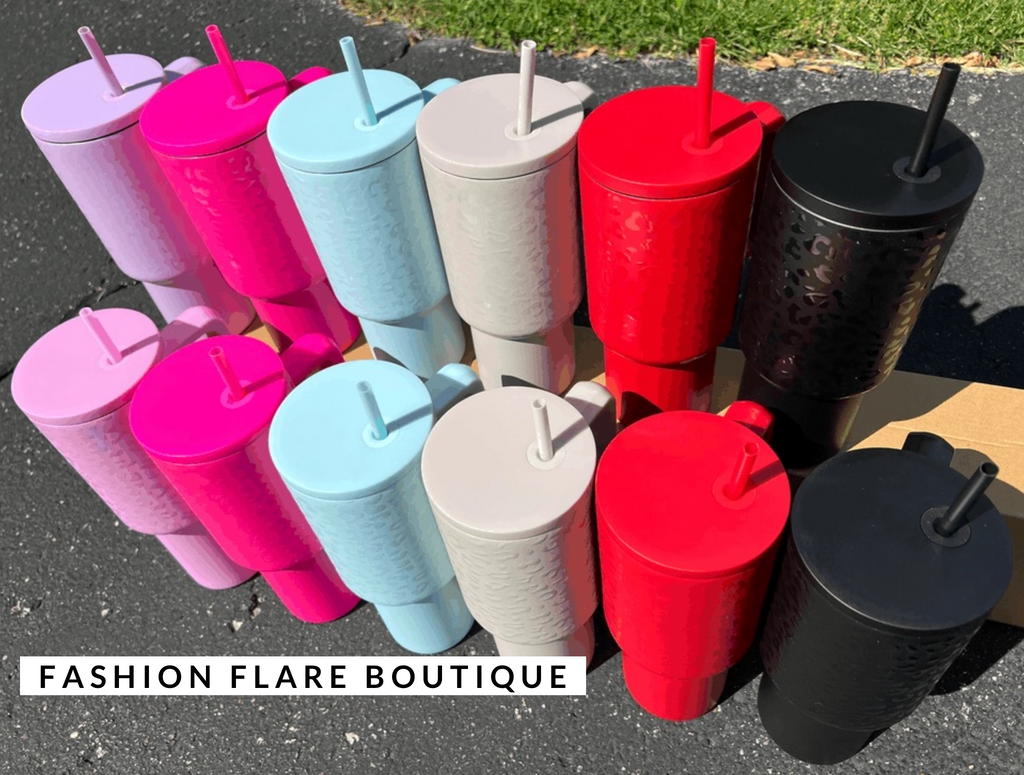 40oz Monochromatic Leopard Tumbler - Pink