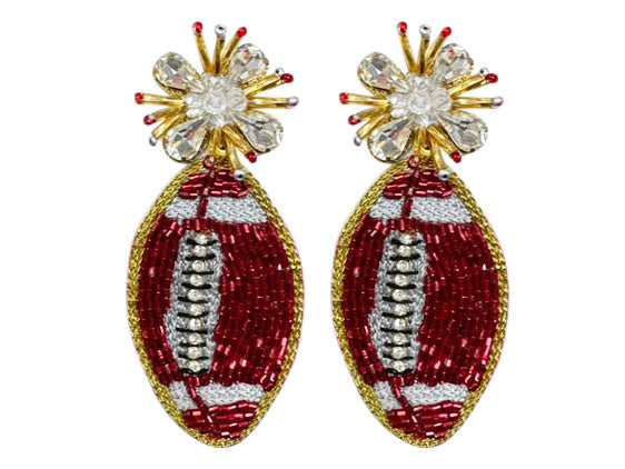 Football Burst -  Red and White w/ Rhinestone Burst