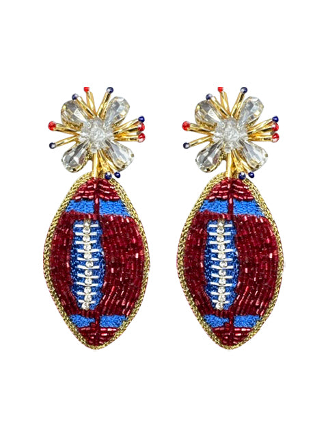 Football Burst -  Red and Light Blue