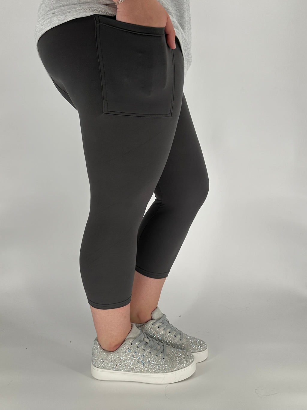 Charcoal Capri Leggings w/ Pockets