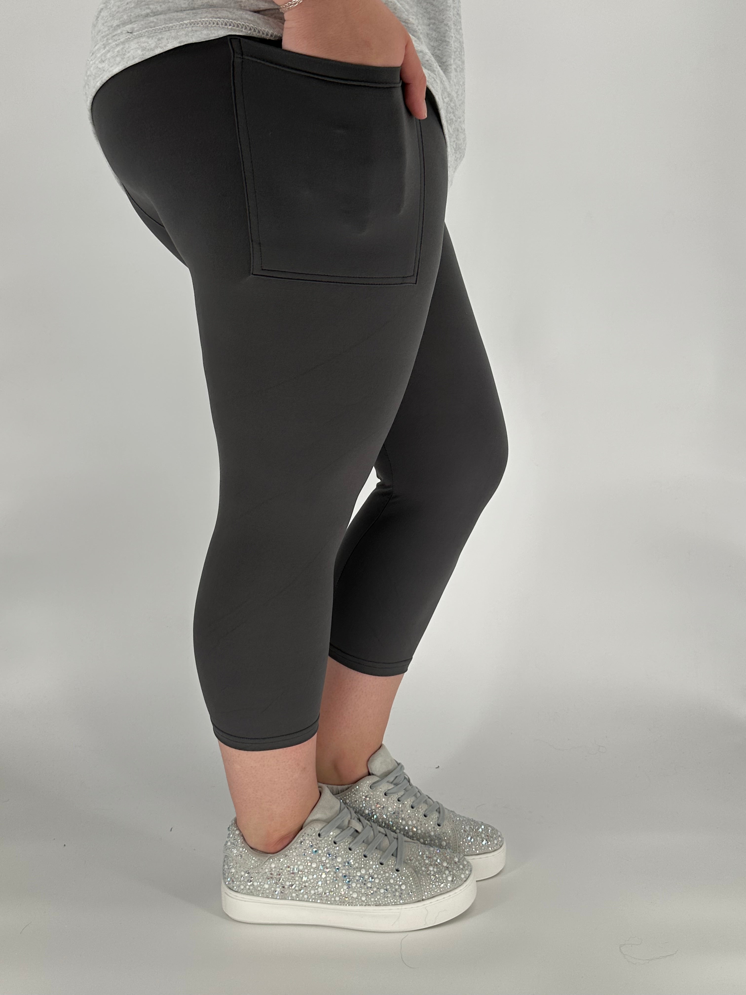 Charcoal Capri Leggings w/ Pockets